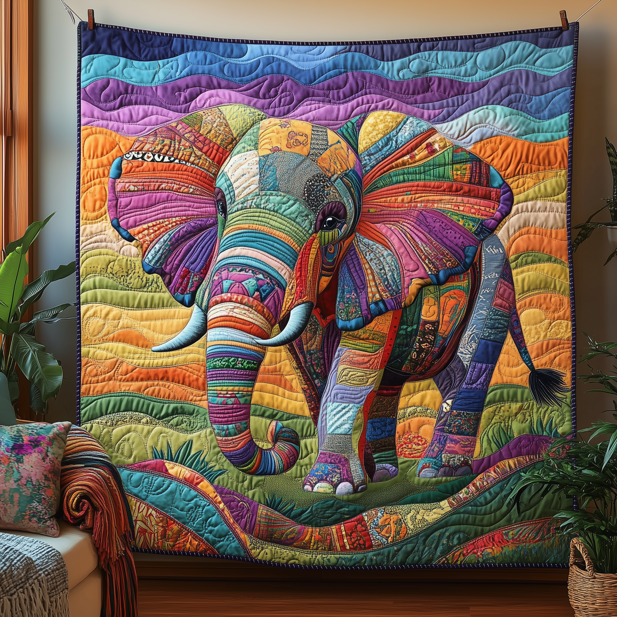 Vibrant Elephant Spirit Quilted Blanket Sofa Throw Blanket Items Best White Elephant Gifts 2025 Vibrant Elephant Spirit Quilted Blanket Sofa Throw Blanket Items Best White Elephant Gifts 2025