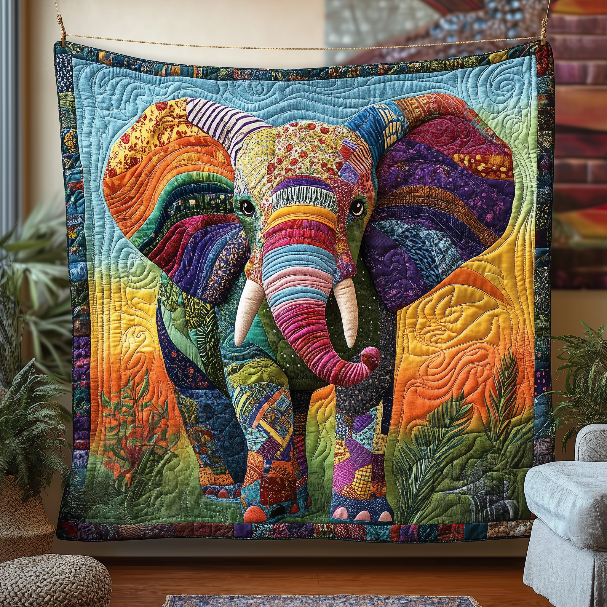 Vibrant Elephant Spirit Quilted Blanket Sofa Throw Blanket Items Elephant Anniversary Gifts Vibrant Elephant Spirit Quilted Blanket Sofa Throw Blanket Items Elephant Anniversary Gifts