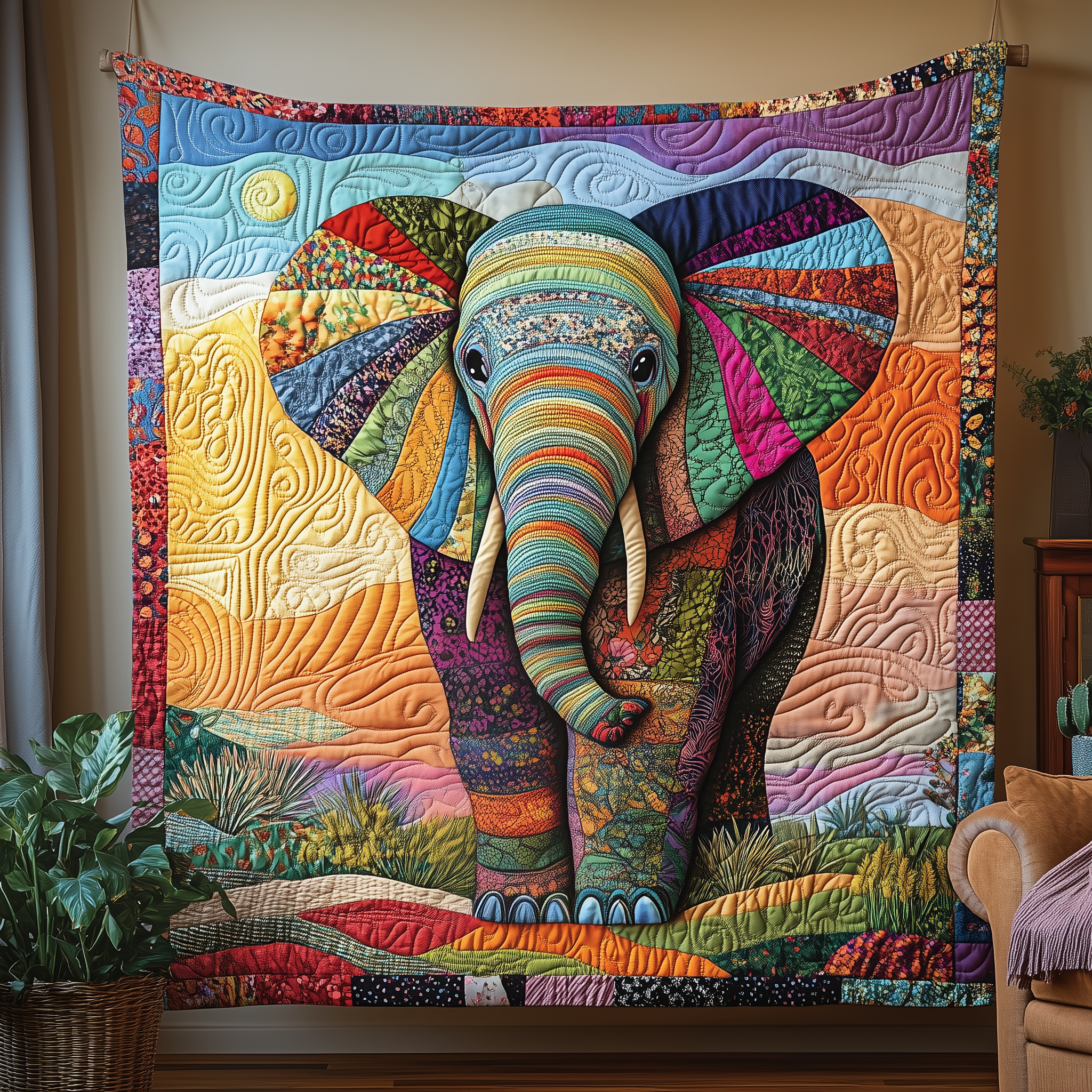 Vibrant Elephant Spirit Quilted Blanket Sofa Throw Blanket Items Unique Elephant Gifts Vibrant Elephant Spirit Quilted Blanket Sofa Throw Blanket Items Unique Elephant Gifts