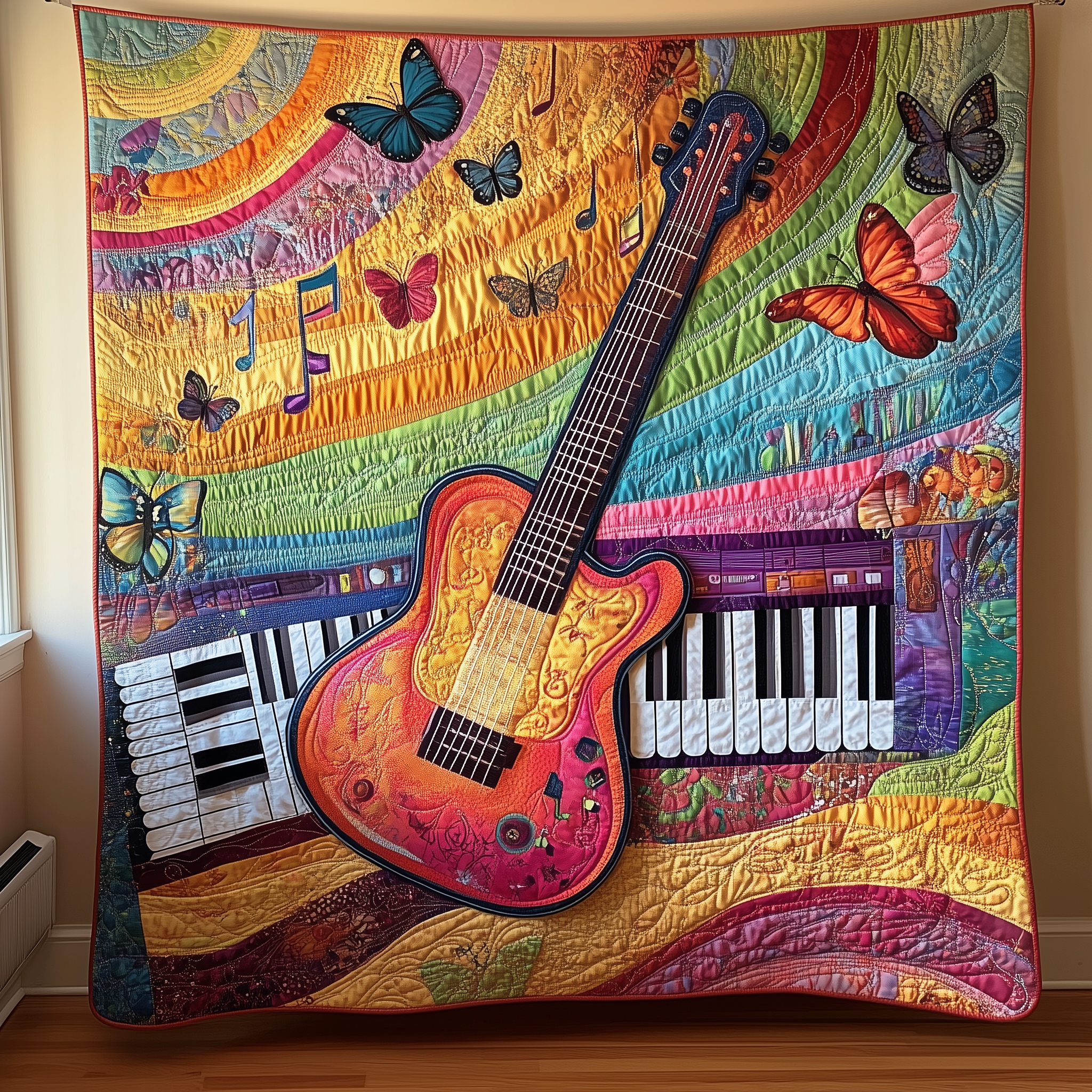 Vibrant Guitar & Piano Quilted Blanket Experience True Personal Comfort with Our Blanket Vibrant Guitar & Piano Quilted Blanket Experience True Personal Comfort with Our Blanket