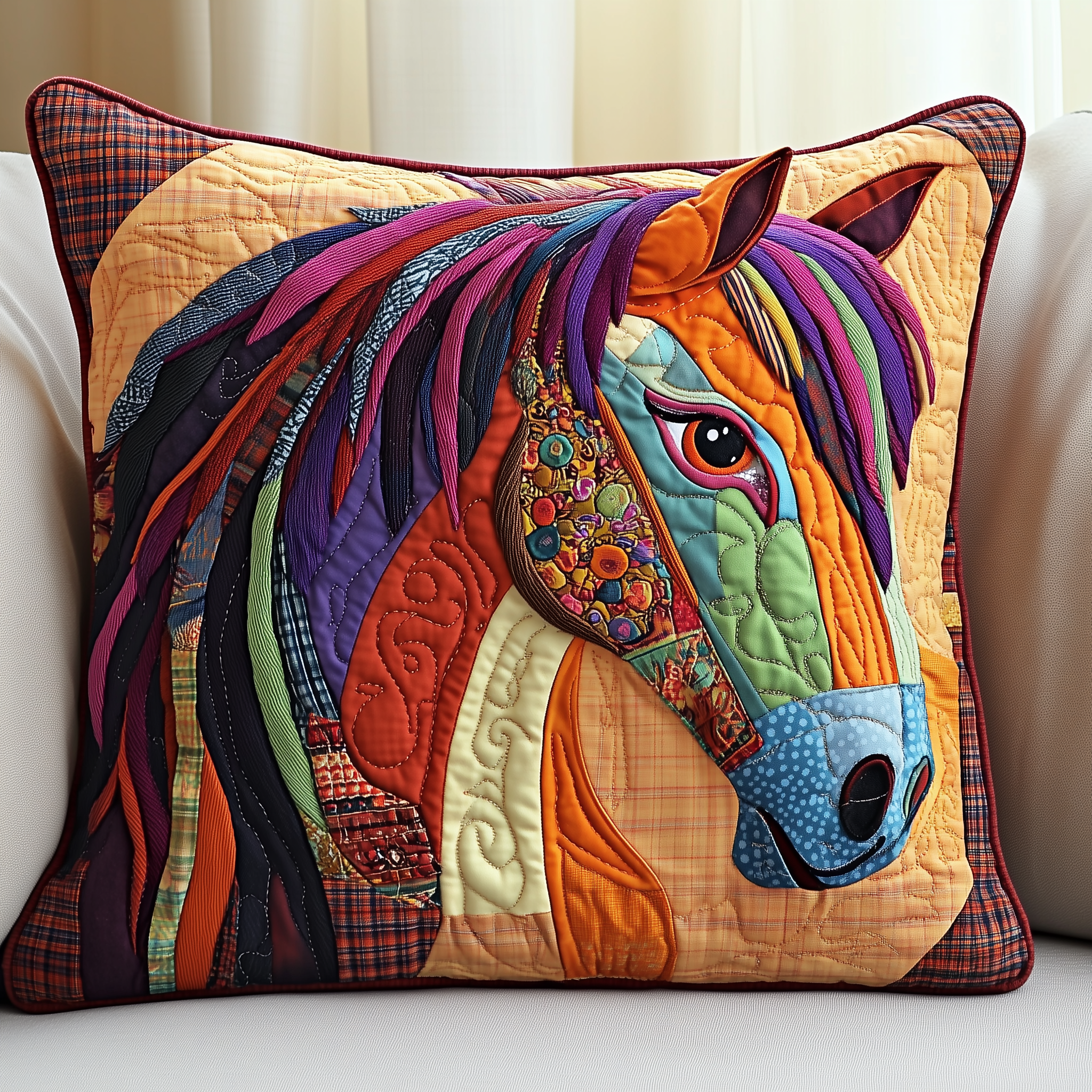 Vibrant Horses Quilted Pillow Case Wrap Your Dreams in Comfort with Luxurious Pillow Cases Vibrant Horses Quilted Pillow Case Wrap Your Dreams in Comfort with Luxurious Pillow Cases