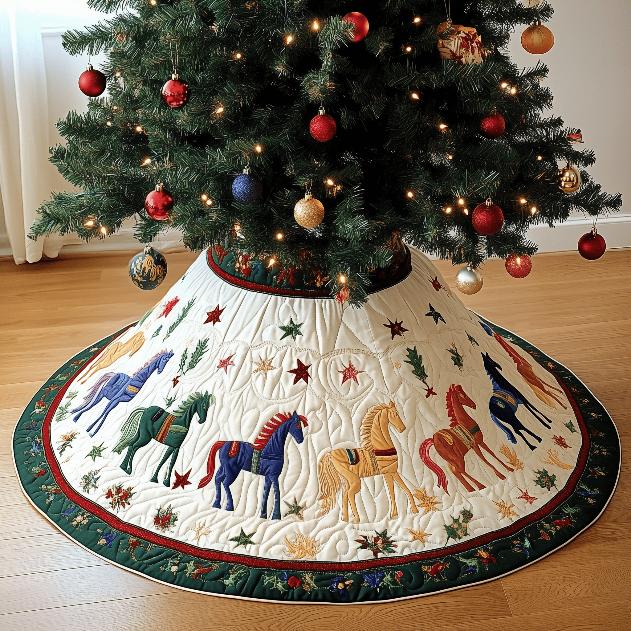 Vibrant Horses Quilted Tree Skirt Feel Inspired by the Magic of a Thoughtful Tree Skirt Vibrant Horses Quilted Tree Skirt Feel Inspired by the Magic of a Thoughtful Tree Skirt