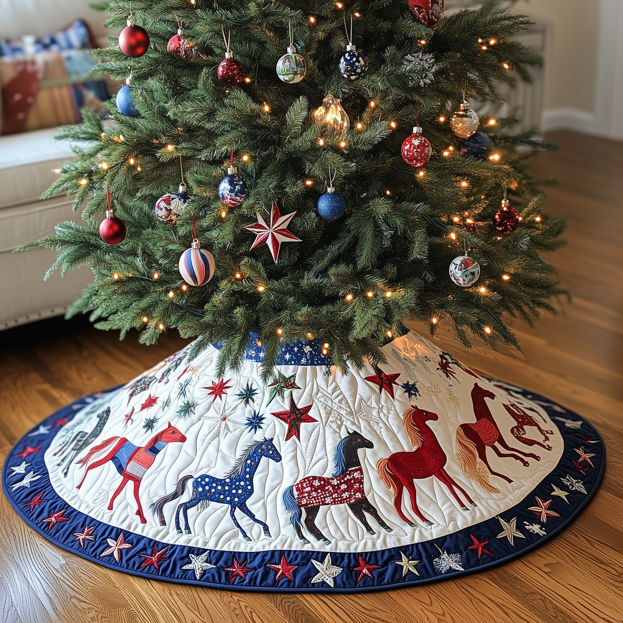 Vibrant Horses Quilted Tree SkirtFeel the Spirit of Giving with a Safe Tree Skirt Vibrant Horses Quilted Tree SkirtFeel the Spirit of Giving with a Safe Tree Skirt