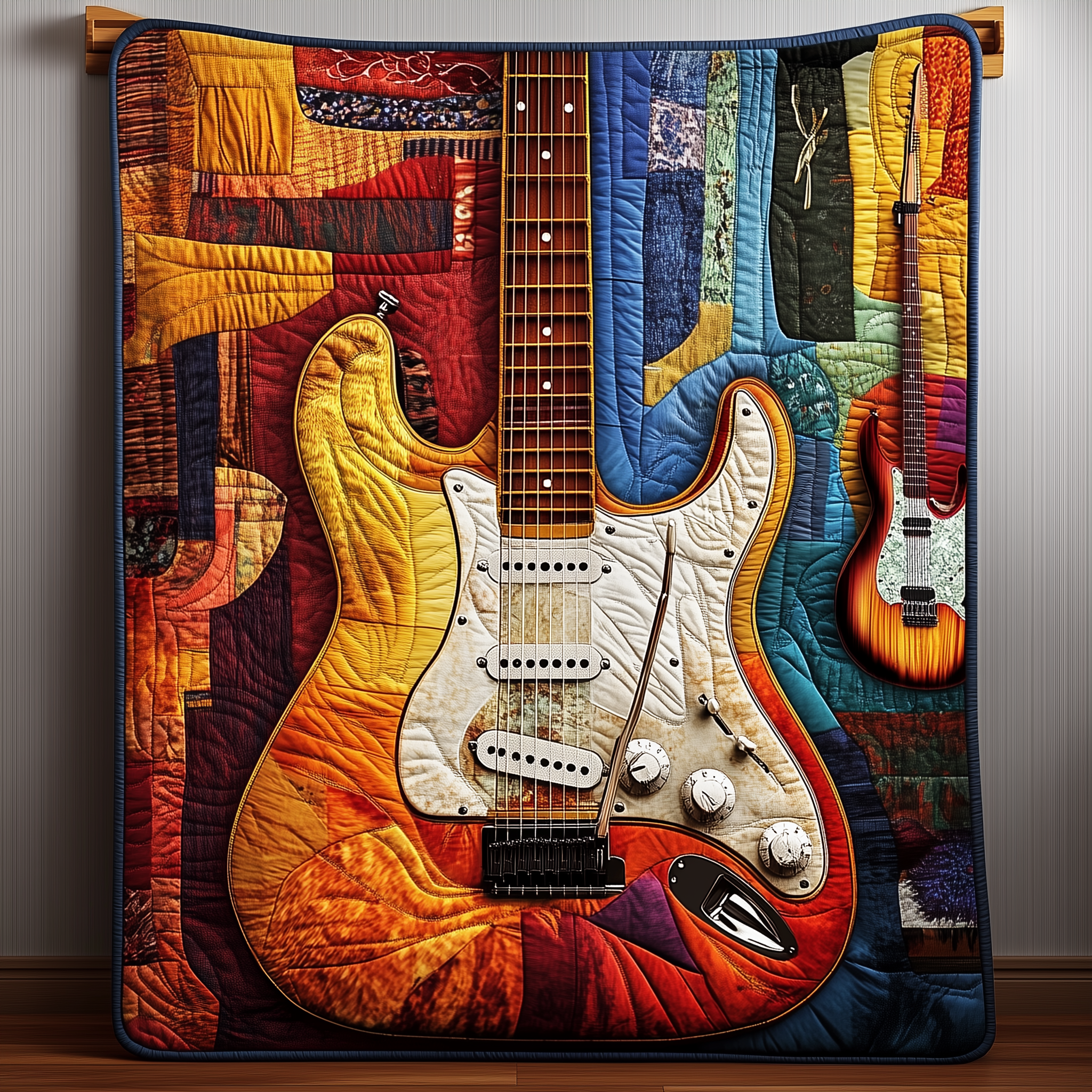 Vibrant Solo Guitar Quilted Blanket Enjoy Every Moment with a Blanket That Works Anywhere Vibrant Solo Guitar Quilted Blanket Enjoy Every Moment with a Blanket That Works Anywhere