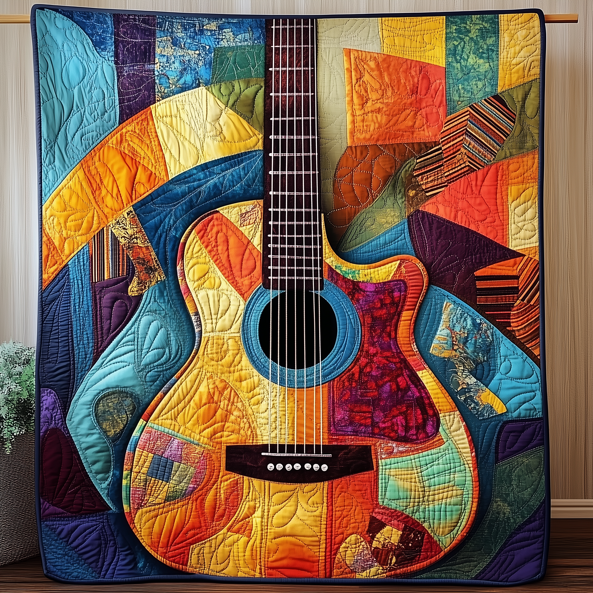 Vibrant Solo Guitar Quilted Blanket Feel the Comfort of Home, Wherever You Go Vibrant Solo Guitar Quilted Blanket Feel the Comfort of Home, Wherever You Go