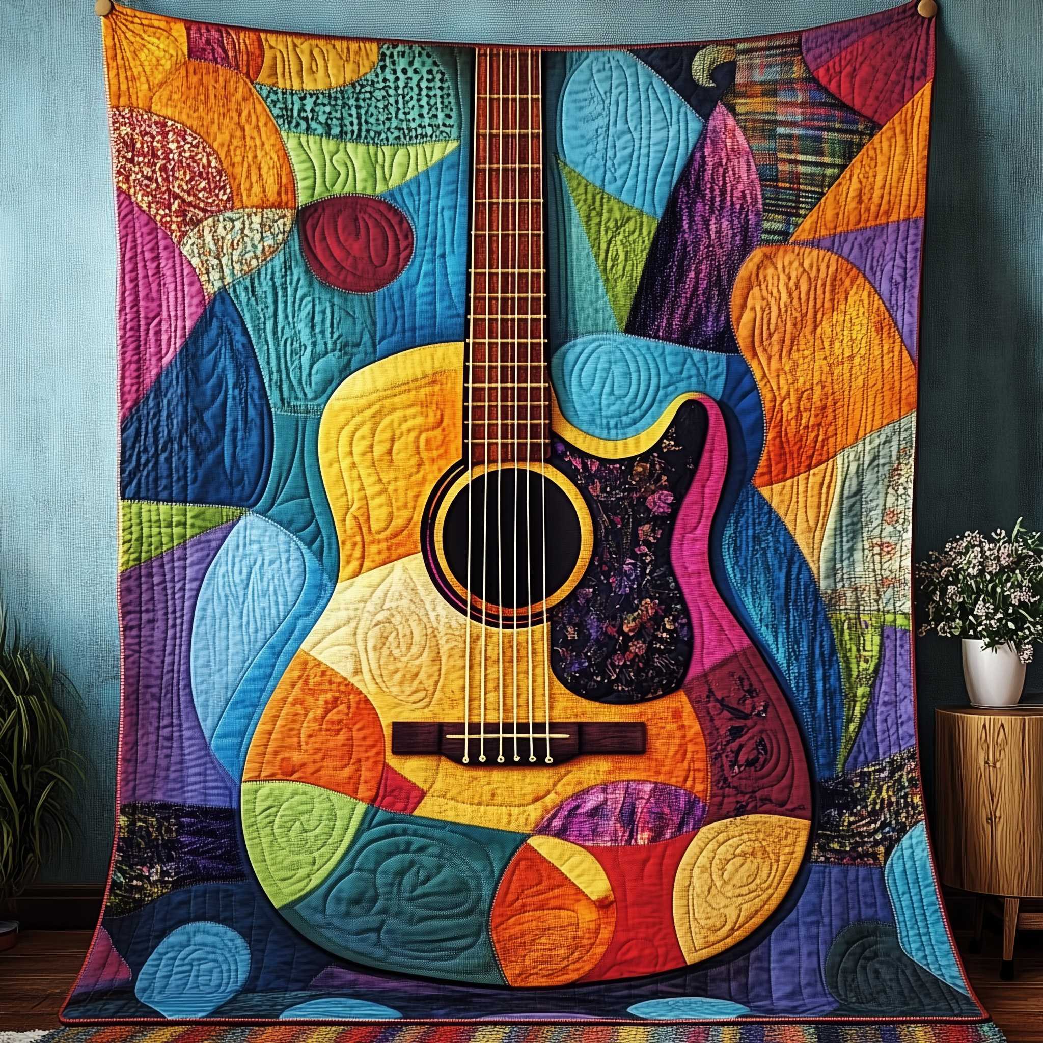 Vibrant Solo Guitar Quilted Blanket Feel the Versatility of a Blanket That Adapts to You Vibrant Solo Guitar Quilted Blanket Feel the Versatility of a Blanket That Adapts to You
