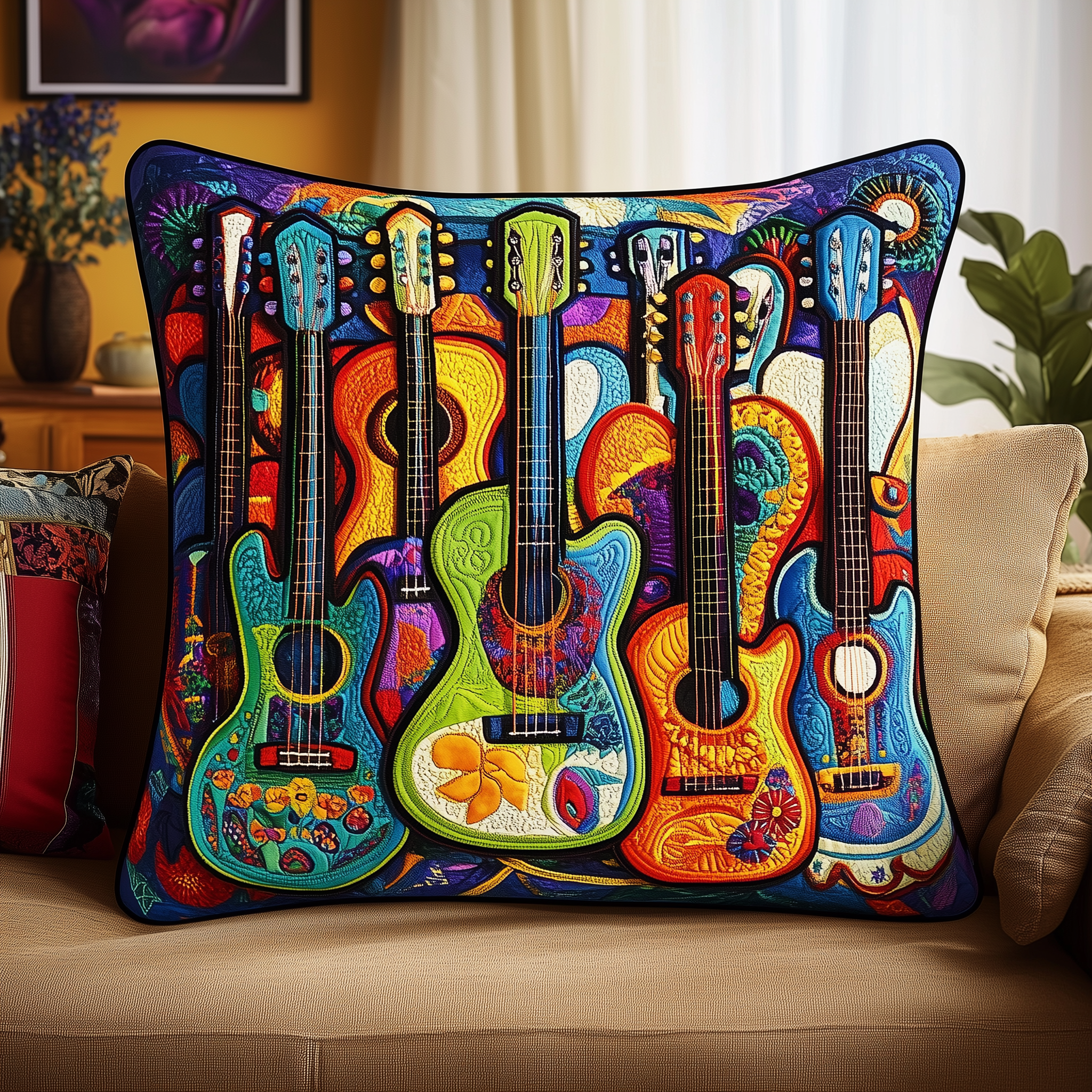 Vibrant Strings Guitars Quilted Pillow Case Elevate Your Sleep Experience with Premium Pillow Cases Vibrant Strings Guitars Quilted Pillow Case Elevate Your Sleep Experience with Premium Pillow Cases