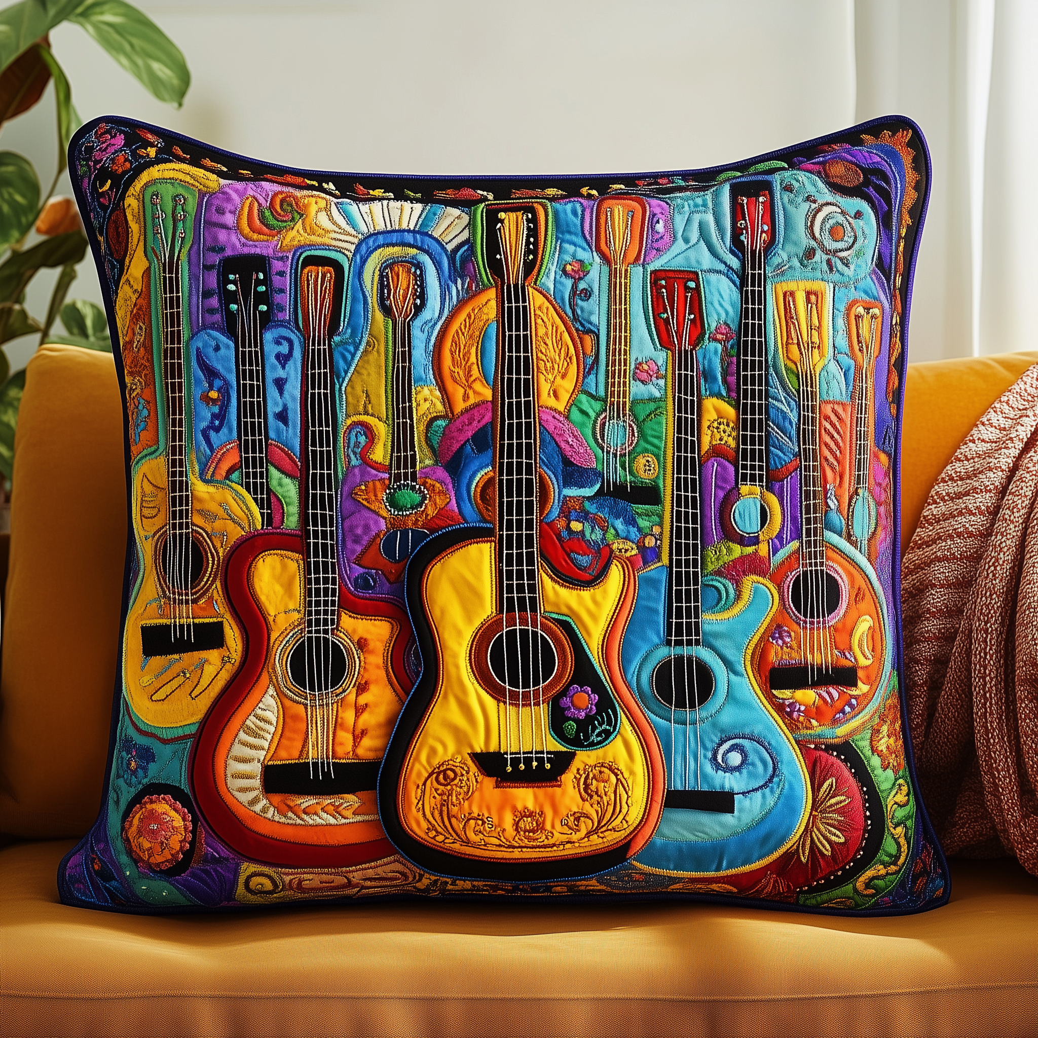 Vibrant Strings Guitars Quilted Pillow Case Wake Up Smiling with the Perfect Pillow Case Vibrant Strings Guitars Quilted Pillow Case Wake Up Smiling with the Perfect Pillow Case