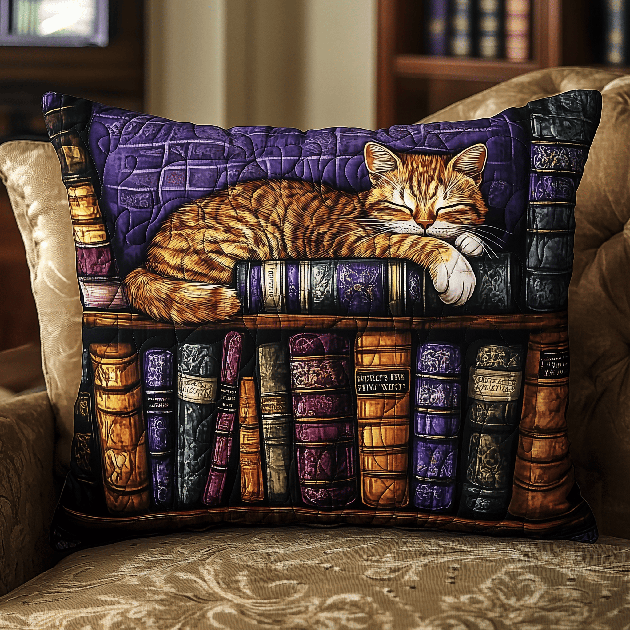 Vintage Bookshelf Cat Quilted Pillow Case Transform Your Bed with Pillow Cases That Impress Vintage Bookshelf Cat Quilted Pillow Case Transform Your Bed with Pillow Cases That Impress