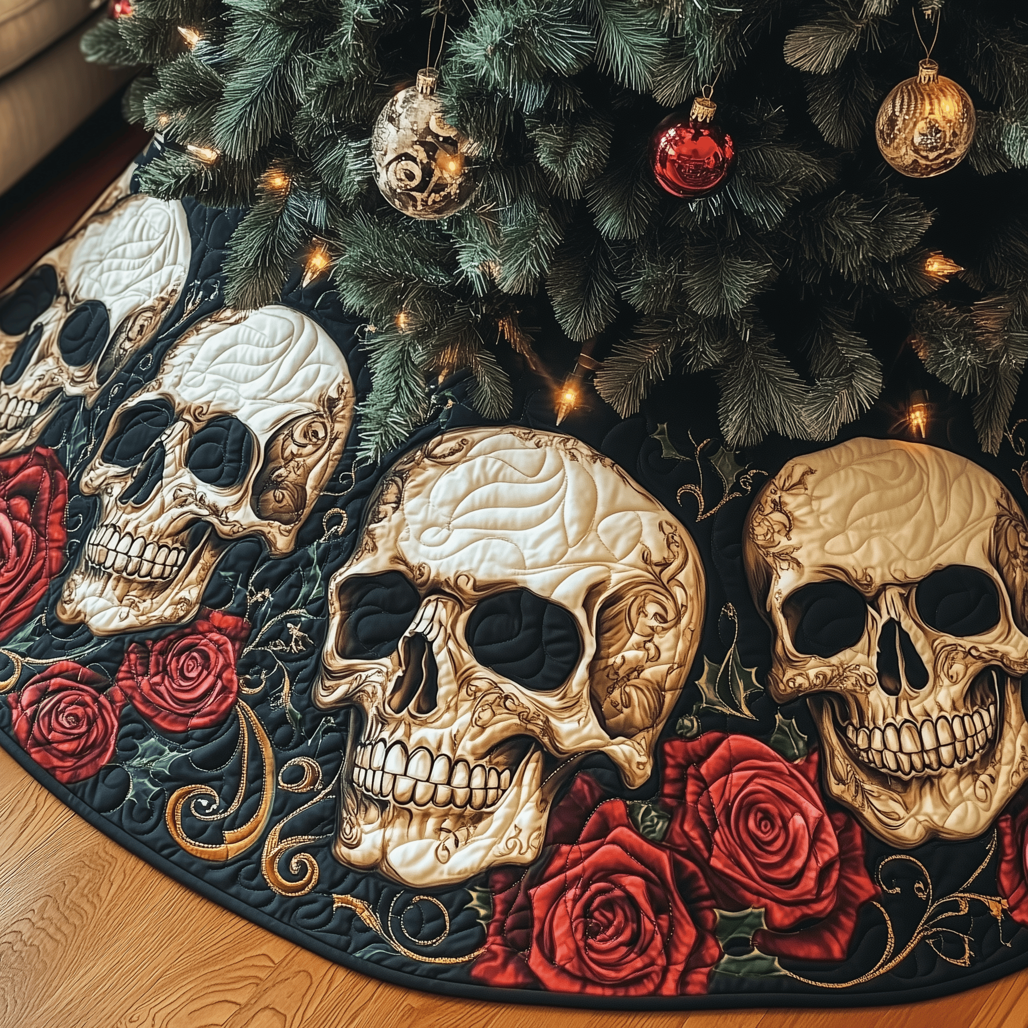 Vintage Floral Skull Quilted Tree Skirt Bring Comfort to Your Holidays with a Durable Tree Skirt Vintage Floral Skull Quilted Tree Skirt Bring Comfort to Your Holidays with a Durable Tree Skirt