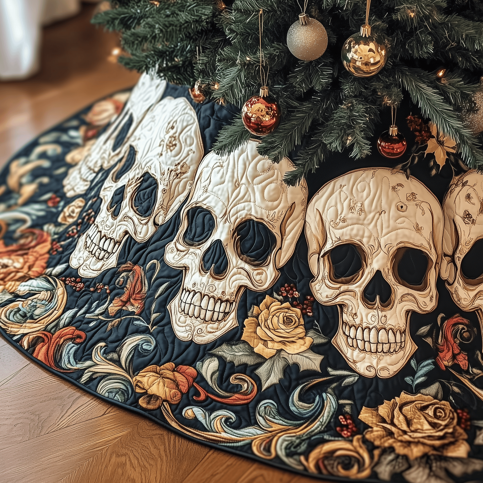 Vintage Floral Skull Quilted Tree Skirt Make Every Moment Merry with a Stylish Tree Skirt Vintage Floral Skull Quilted Tree Skirt Make Every Moment Merry with a Stylish Tree Skirt