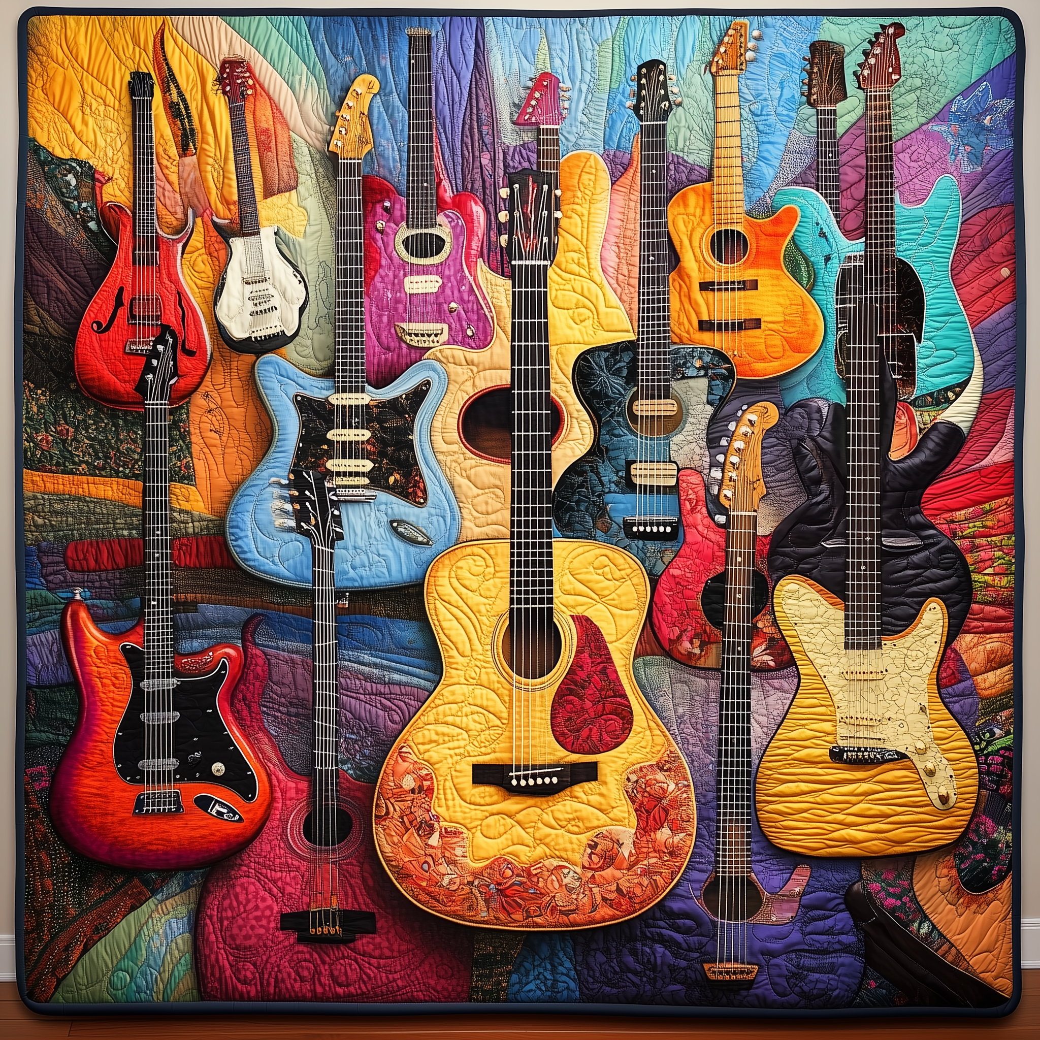 Vintage Guitars Quilted Blanket Experience the Ultimate in Custom Comfort Vintage Guitars Quilted Blanket Experience the Ultimate in Custom Comfort