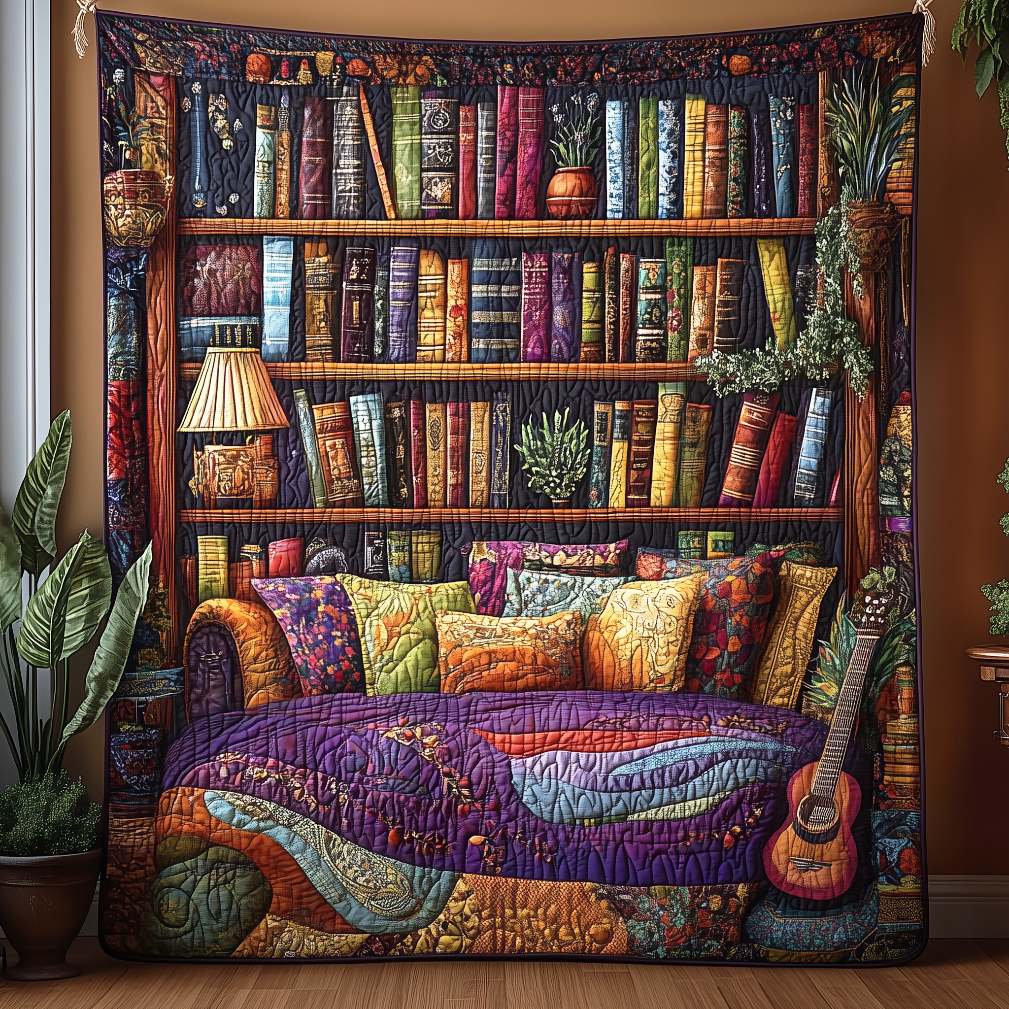 Vintage Mystic Bookshelf Quilted Blanket Best Throw Blanket Gift For Book Lover Vintage Mystic Bookshelf Quilted Blanket Best Throw Blanket Gift For Book Lover