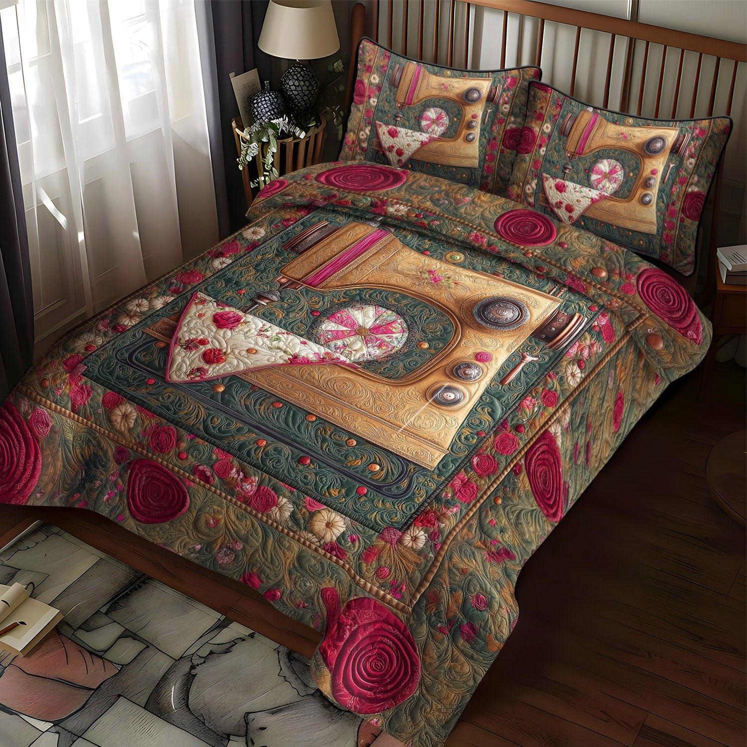 Vintage Sewing Haven Quilted Bedding Set Best Christmas Gifts For Sewers Vintage Sewing Haven Quilted Bedding Set Best Christmas Gifts For Sewers