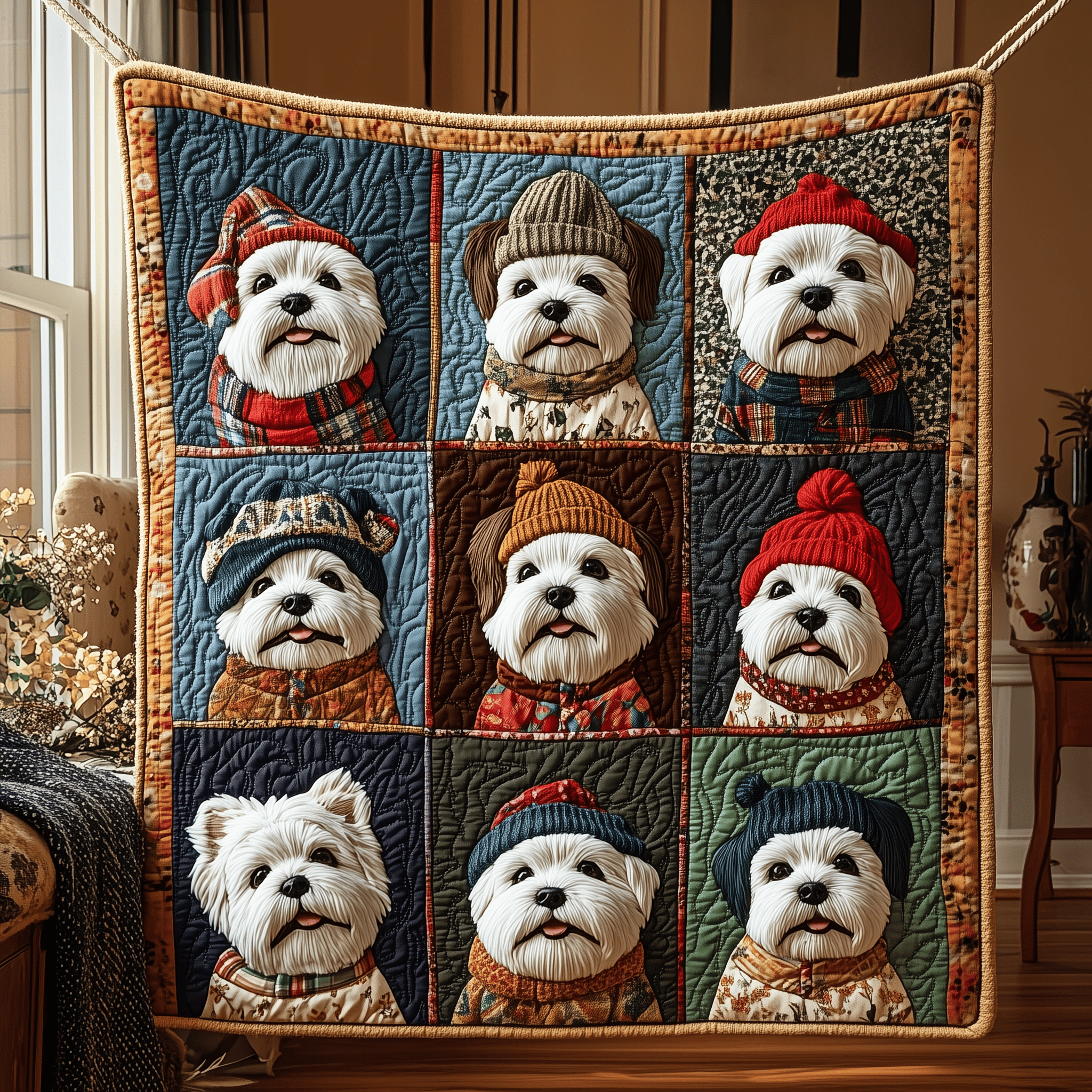 Vintage Westie Quilted Blanket Feel Comfortable Indoors and Out with Our Multi-Use Blanket Vintage Westie Quilted Blanket Feel Comfortable Indoors and Out with Our Multi-Use Blanket