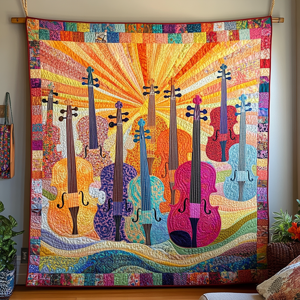 Violins Sunshine Quilted Blanket Celebrate Your Individuality with a Blanket That Speaks to You Violins Sunshine Quilted Blanket Celebrate Your Individuality with a Blanket That Speaks to You