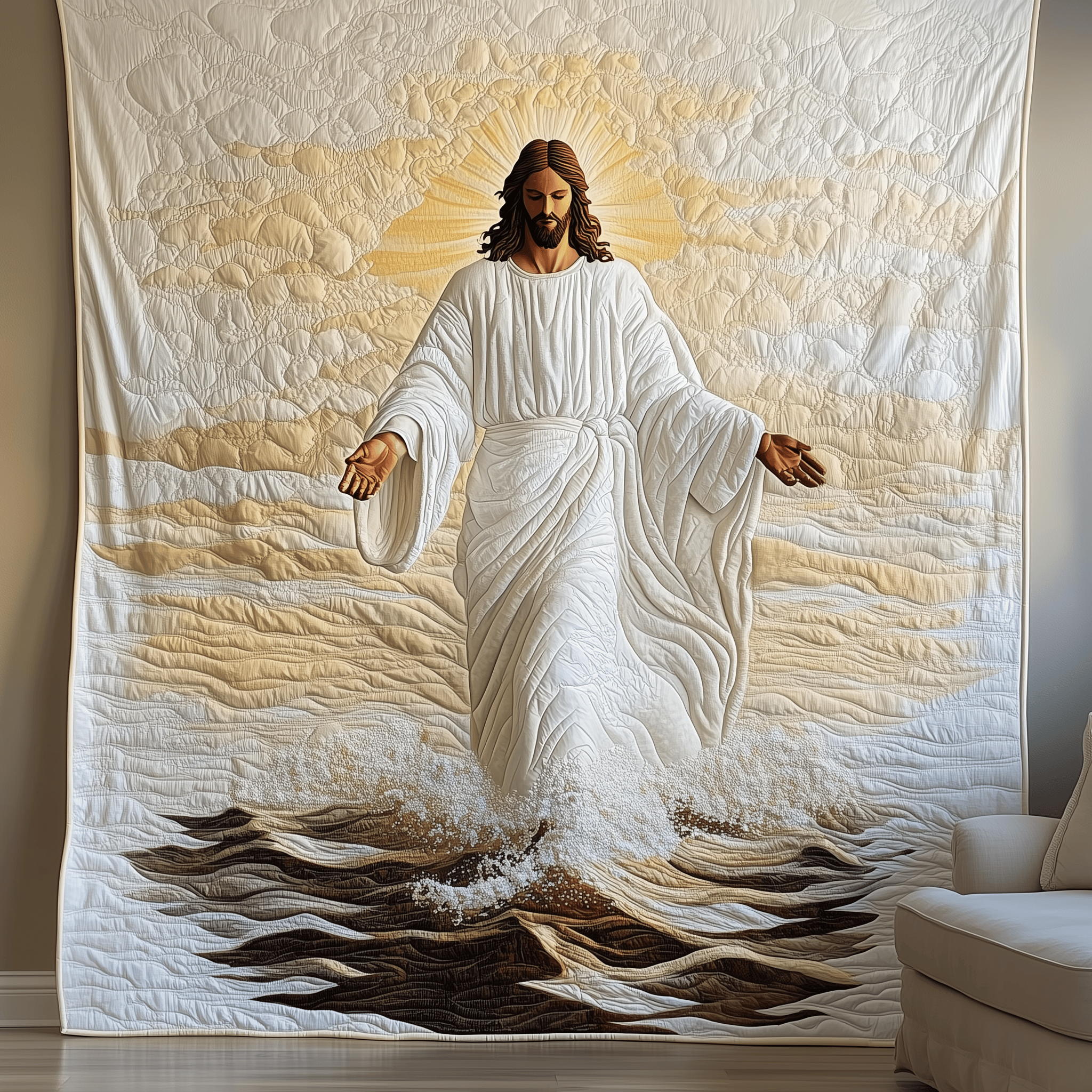Walking On Water Jesus Quilted Blanket Feel the Luxury of a Blanket That Stands Out Walking On Water Jesus Quilted Blanket Feel the Luxury of a Blanket That Stands Out