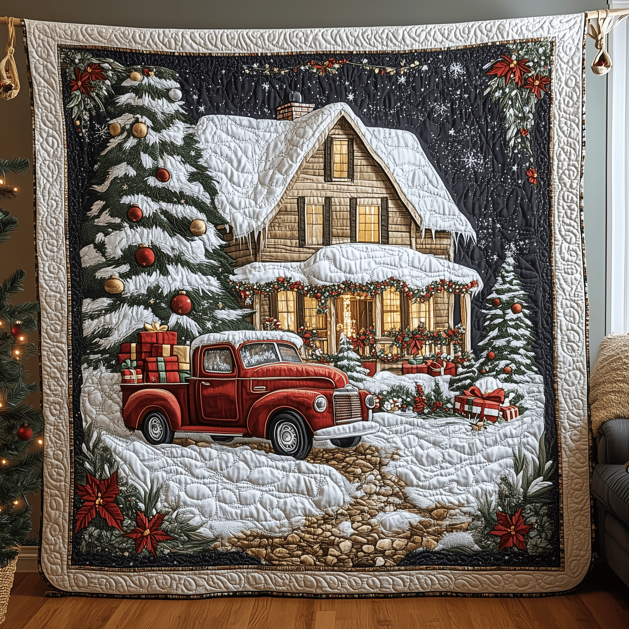 Warm And Cozy Cabin Quilted Blanket Feel the Bond of Home with Our Family-Friendly Blanket Warm And Cozy Cabin Quilted Blanket Feel the Bond of Home with Our Family-Friendly Blanket