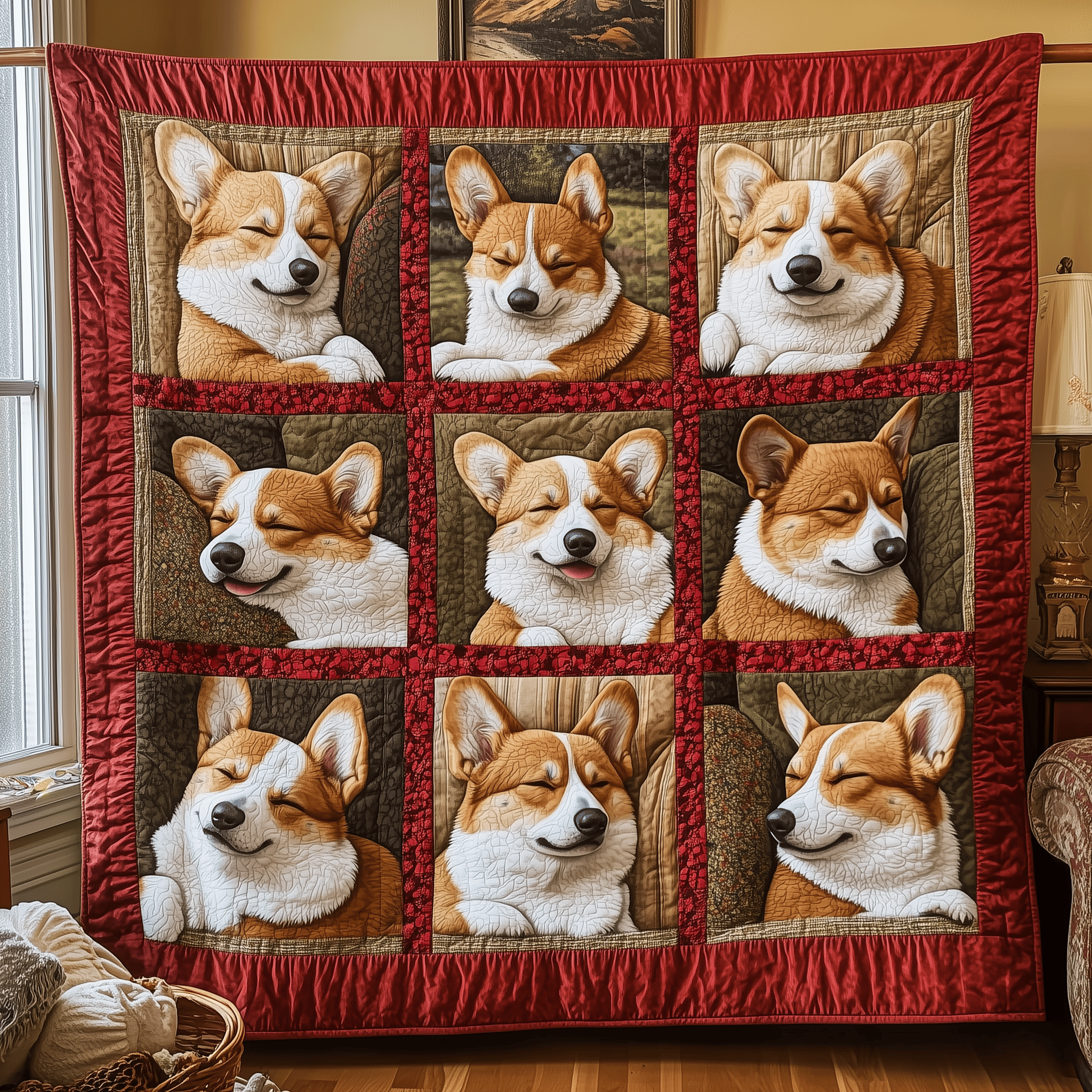Warm Red Corgi Quilted Blanket Feel Comfortable Indoors and Out with Our Multi-Use Blanket Warm Red Corgi Quilted Blanket Feel Comfortable Indoors and Out with Our Multi-Use Blanket
