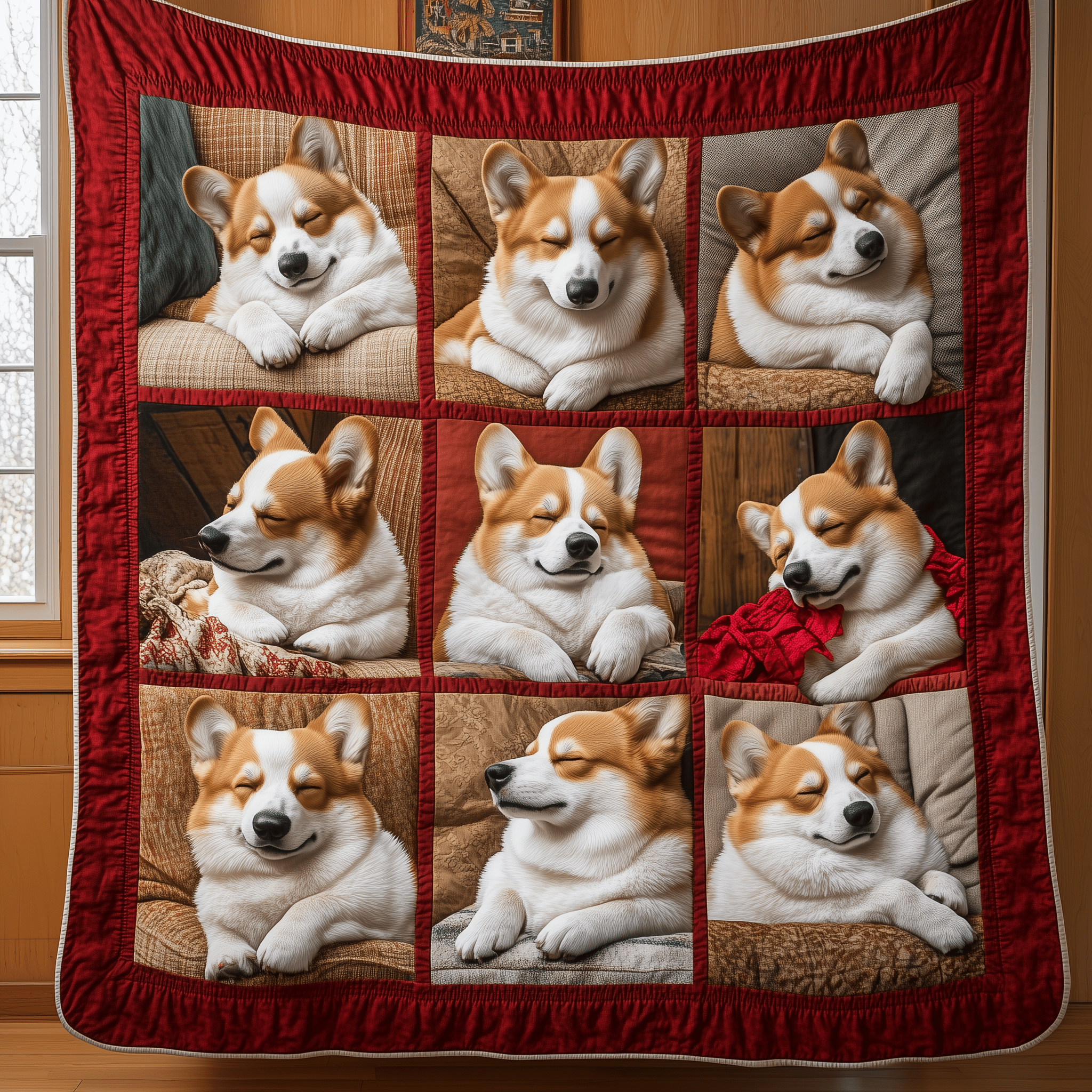 Warm Red Corgi Quilted Blanket From Sofa to Bed, a Blanket That Does It All Warm Red Corgi Quilted Blanket From Sofa to Bed, a Blanket That Does It All