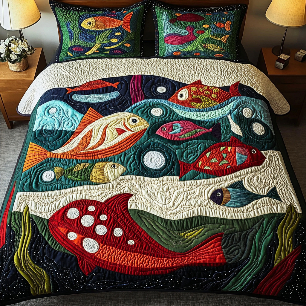 Wave Crest Quilted Bedding Set Gifts For Ocean Lovers Wave Crest Quilted Bedding Set Gifts For Ocean Lovers