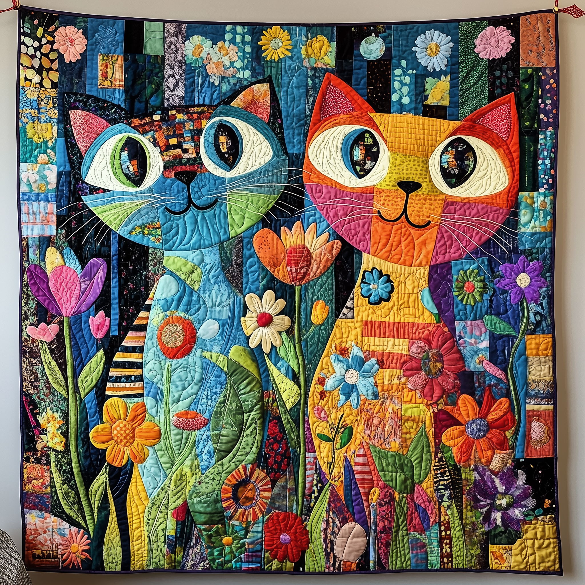 Whimsical Cat Couple Quilted Blanket Throw Blankets For Couch Unique Cat Gifts For Cat Lovers Whimsical Cat Couple Quilted Blanket Throw Blankets For Couch Unique Cat Gifts For Cat Lovers