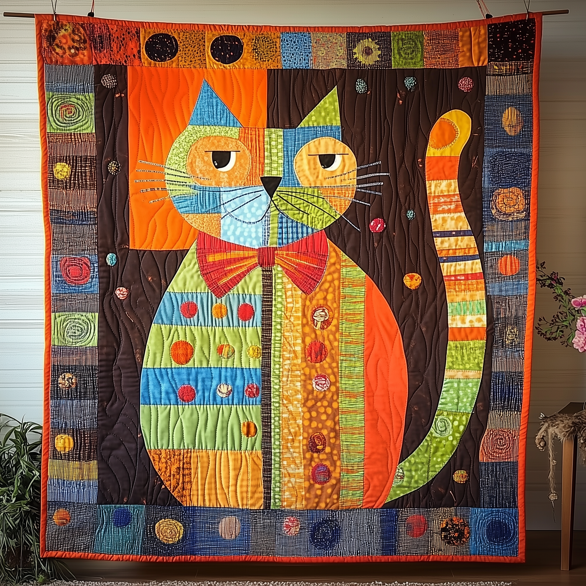 Whimsical Cat Quilted Blanket Throw Blankets For Couch Birthday Cat Gifts Whimsical Cat Quilted Blanket Throw Blankets For Couch Birthday Cat Gifts