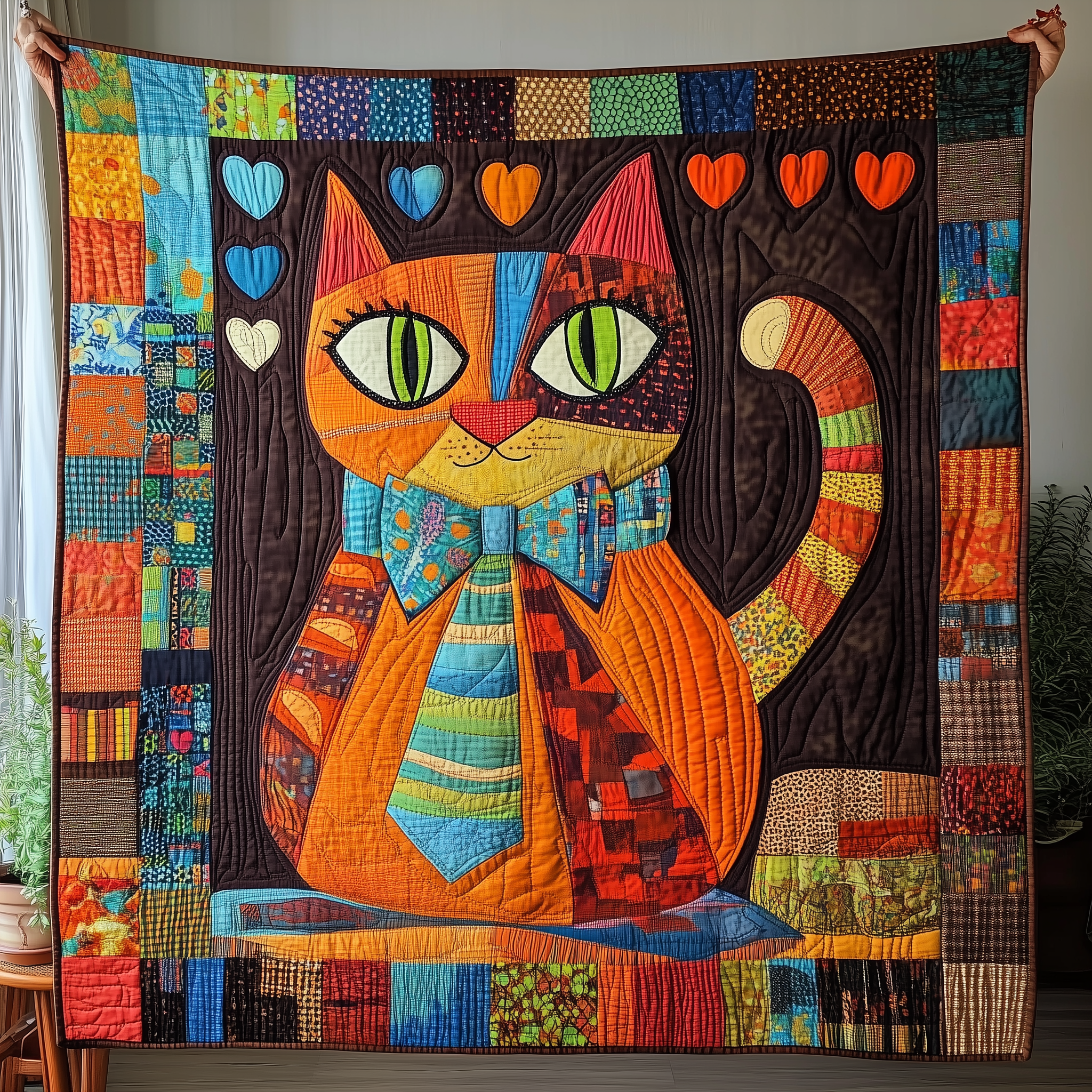 Whimsical Cat Quilted Blanket Throw Blankets For Couch Custom Cat Presents Whimsical Cat Quilted Blanket Throw Blankets For Couch Custom Cat Presents