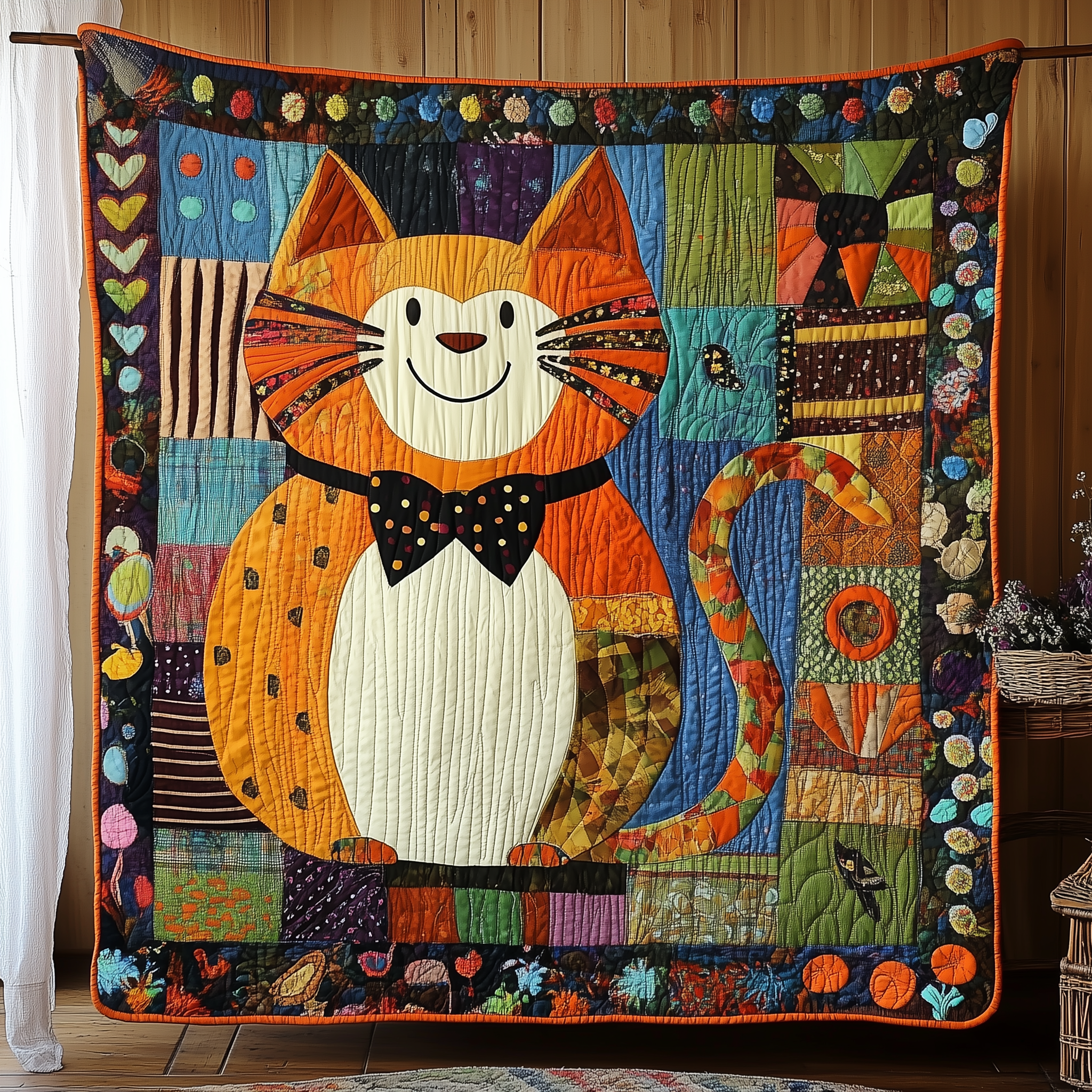 Whimsical Cat Quilted Blanket Throw Blankets For Couch Good Gifts For Cat Lovers Whimsical Cat Quilted Blanket Throw Blankets For Couch Good Gifts For Cat Lovers