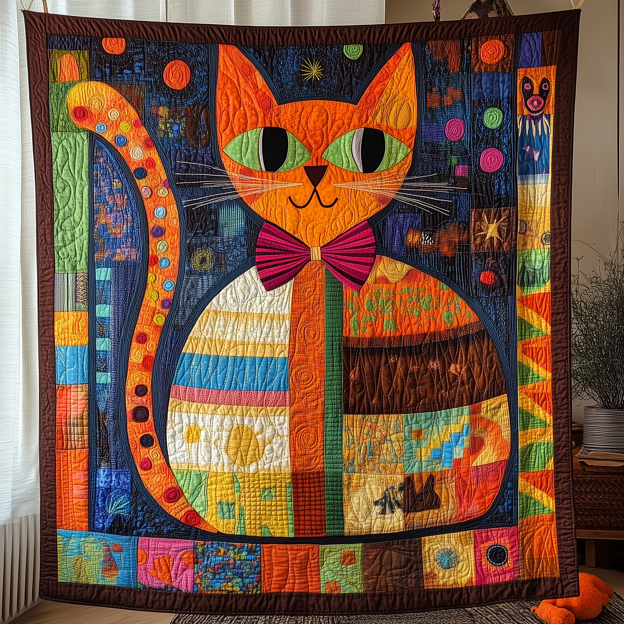 Whimsical Cat Quilted Blanket Throw Blankets For Couch Great Cat Gifts Whimsical Cat Quilted Blanket Throw Blankets For Couch Great Cat Gifts