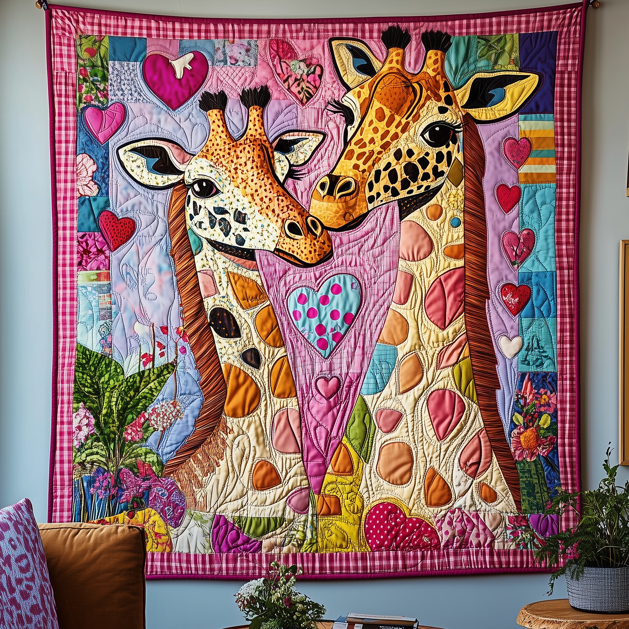 Whimsical Giraffe Couple Quilted Blanket Throw Blankets For Couch Best Gifts For Giraffe Lovers Whimsical Giraffe Couple Quilted Blanket Throw Blankets For Couch Best Gifts For Giraffe Lovers