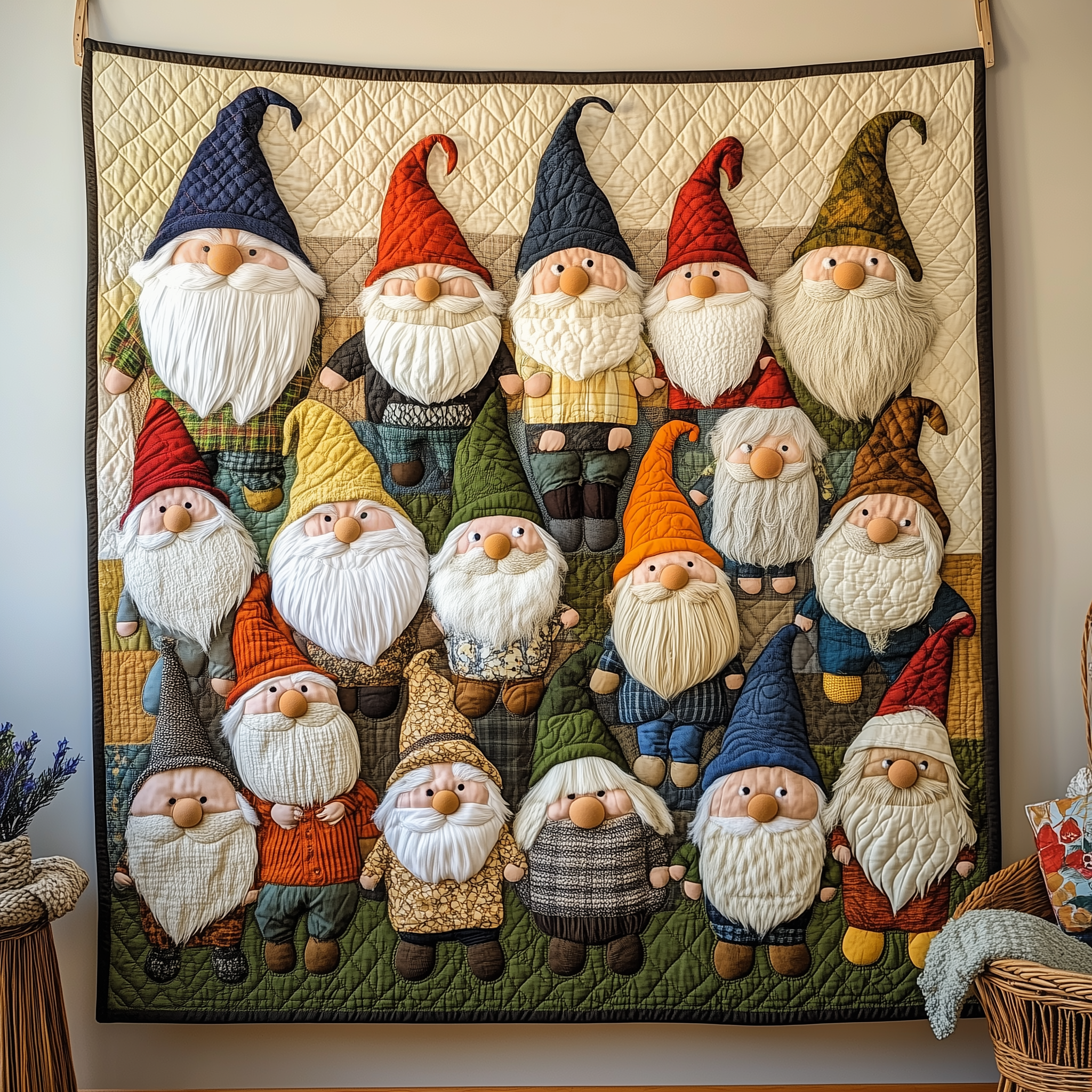 Whimsical Gnomes Quilted Blanket From Sofa to Bed, a Blanket That Does It All Whimsical Gnomes Quilted Blanket From Sofa to Bed, a Blanket That Does It All