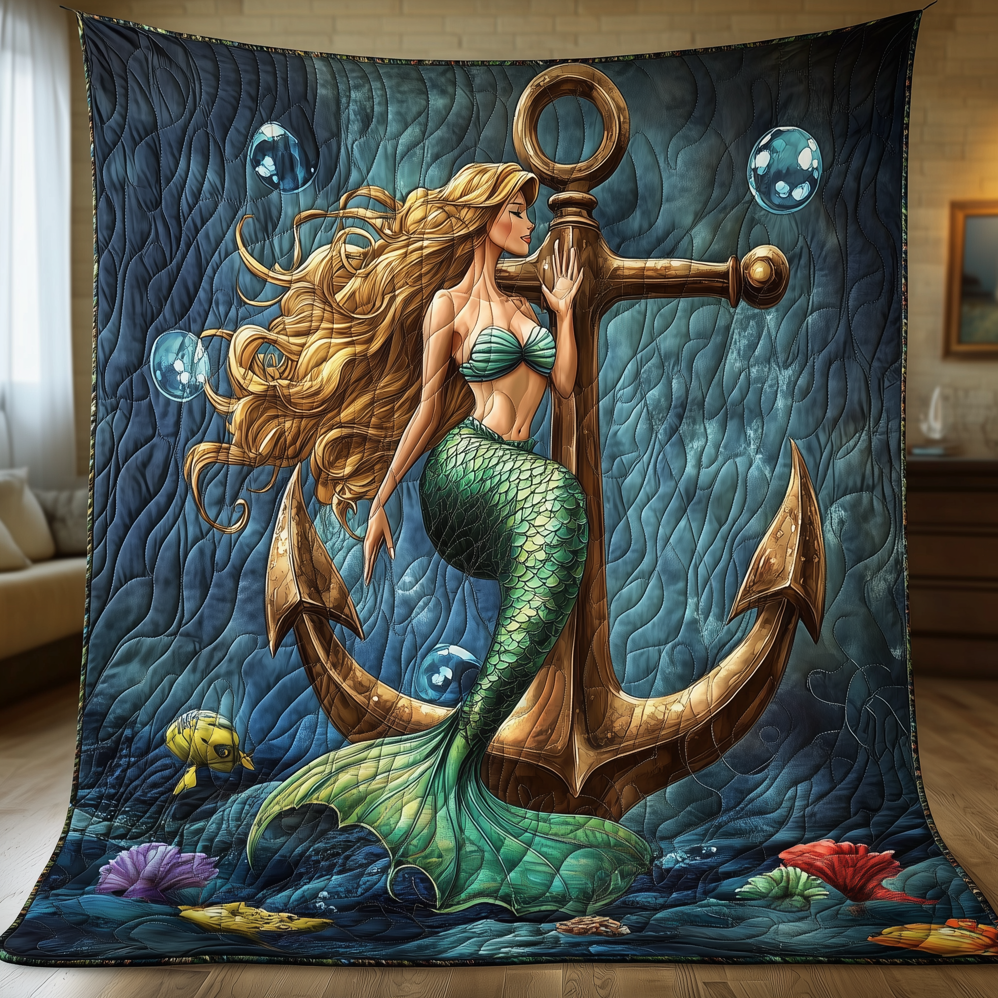 Whimsical Mermaid Tale Quilted Blanket Unique Throw Blanket Item Merch Best Mermaid Gifts Whimsical Mermaid Tale Quilted Blanket Unique Throw Blanket Item Merch Best Mermaid Gifts