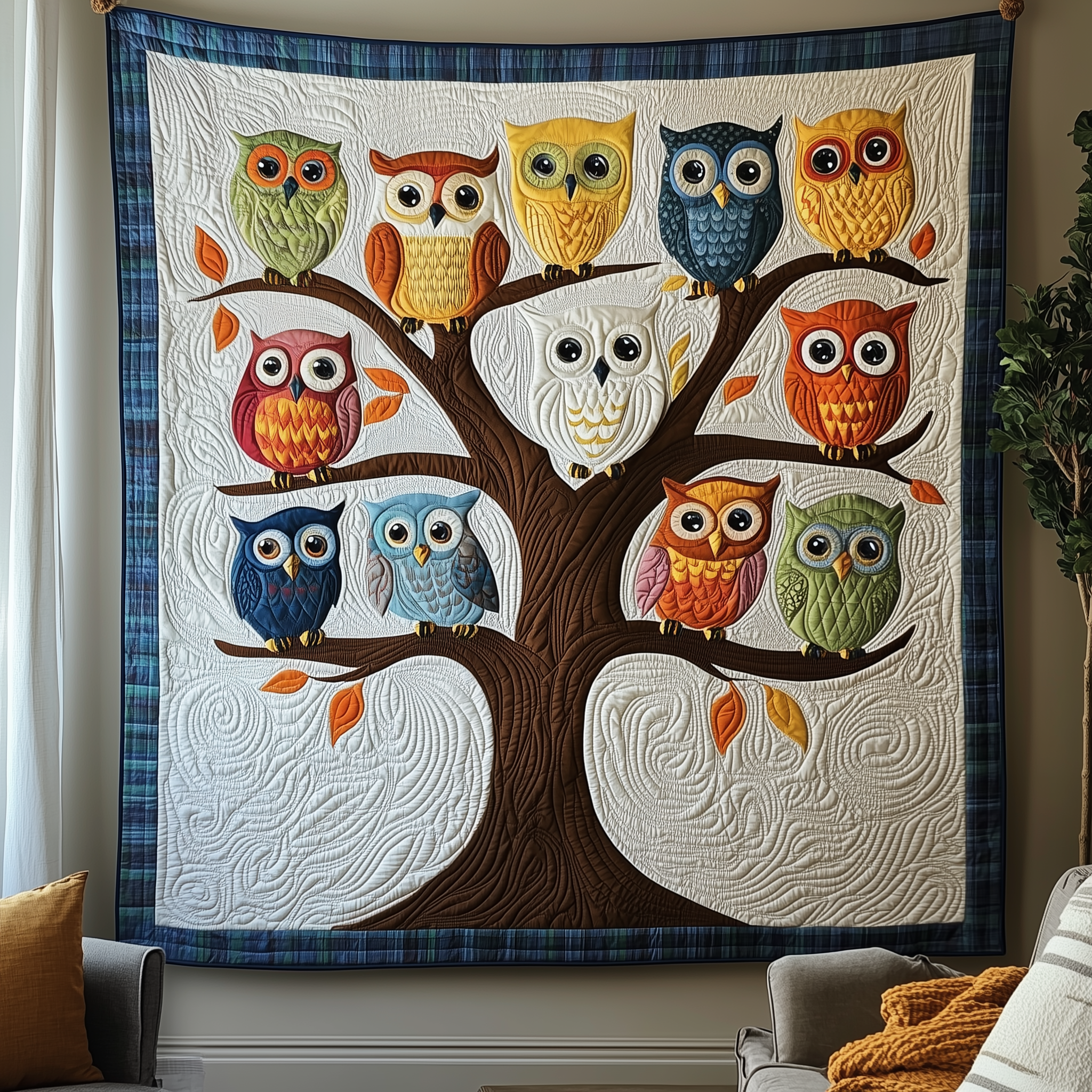 Whimsical Owls Quilted Blanket Throw Blankets For Couch Owl Gifts For Mom Whimsical Owls Quilted Blanket Throw Blankets For Couch Owl Gifts For Mom