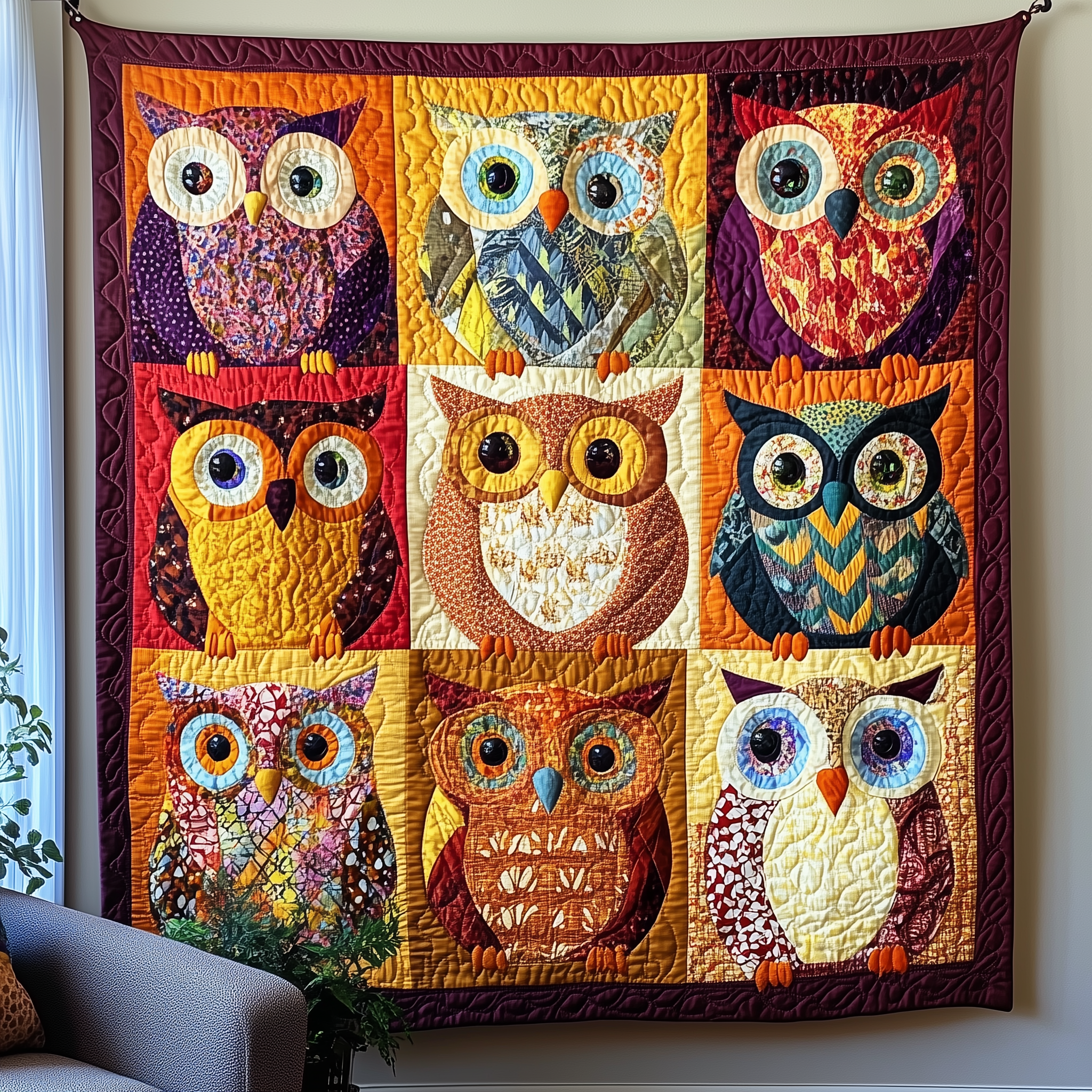 Whimsical Owls Quilted Blanket Throw Blankets For Couch Owl Themed Christmas Gifts Whimsical Owls Quilted Blanket Throw Blankets For Couch Owl Themed Christmas Gifts