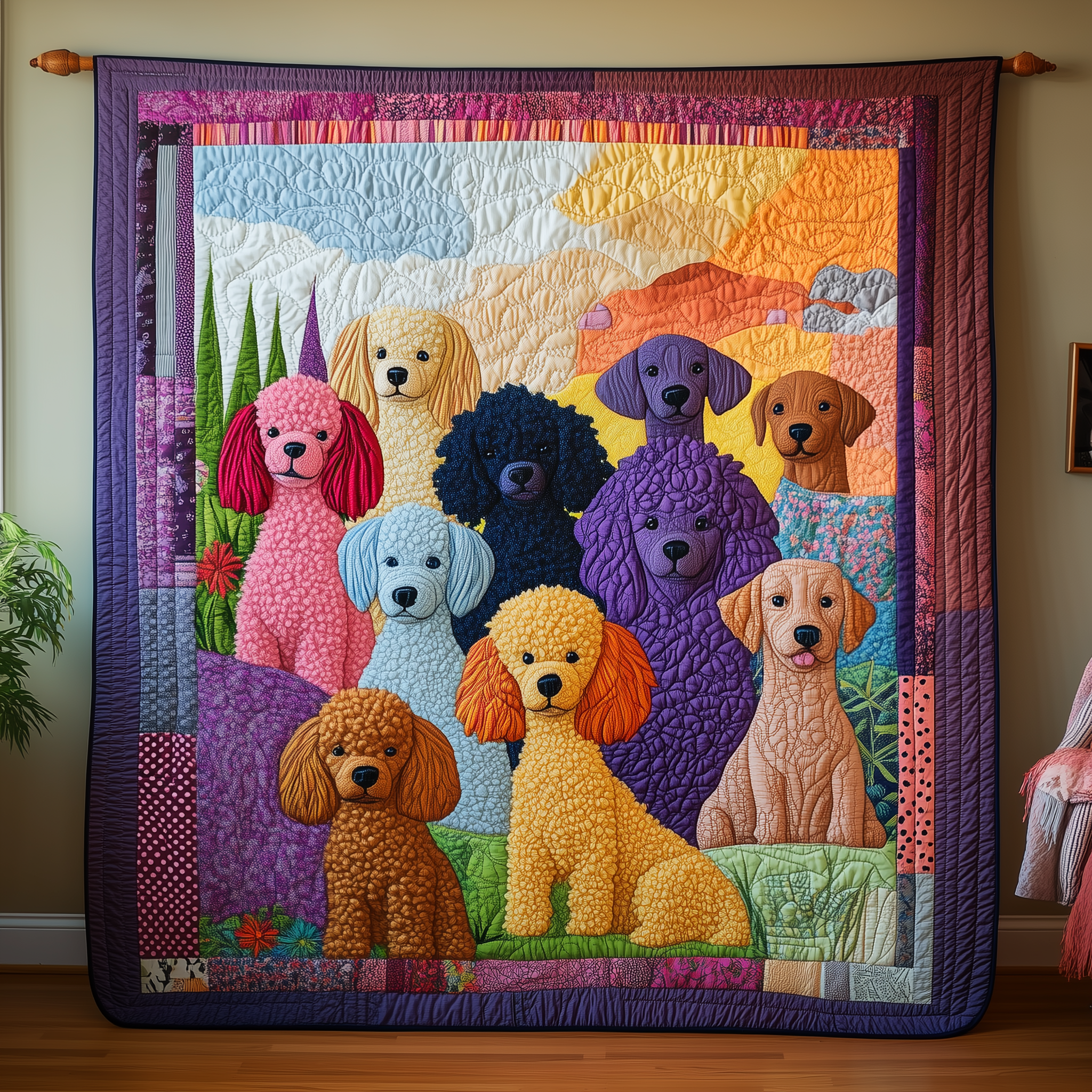 Whimsical Poodle Quilted Blanket Best Throw Blanket Best Presents For Dog Lovers Whimsical Poodle Quilted Blanket Best Throw Blanket Best Presents For Dog Lovers