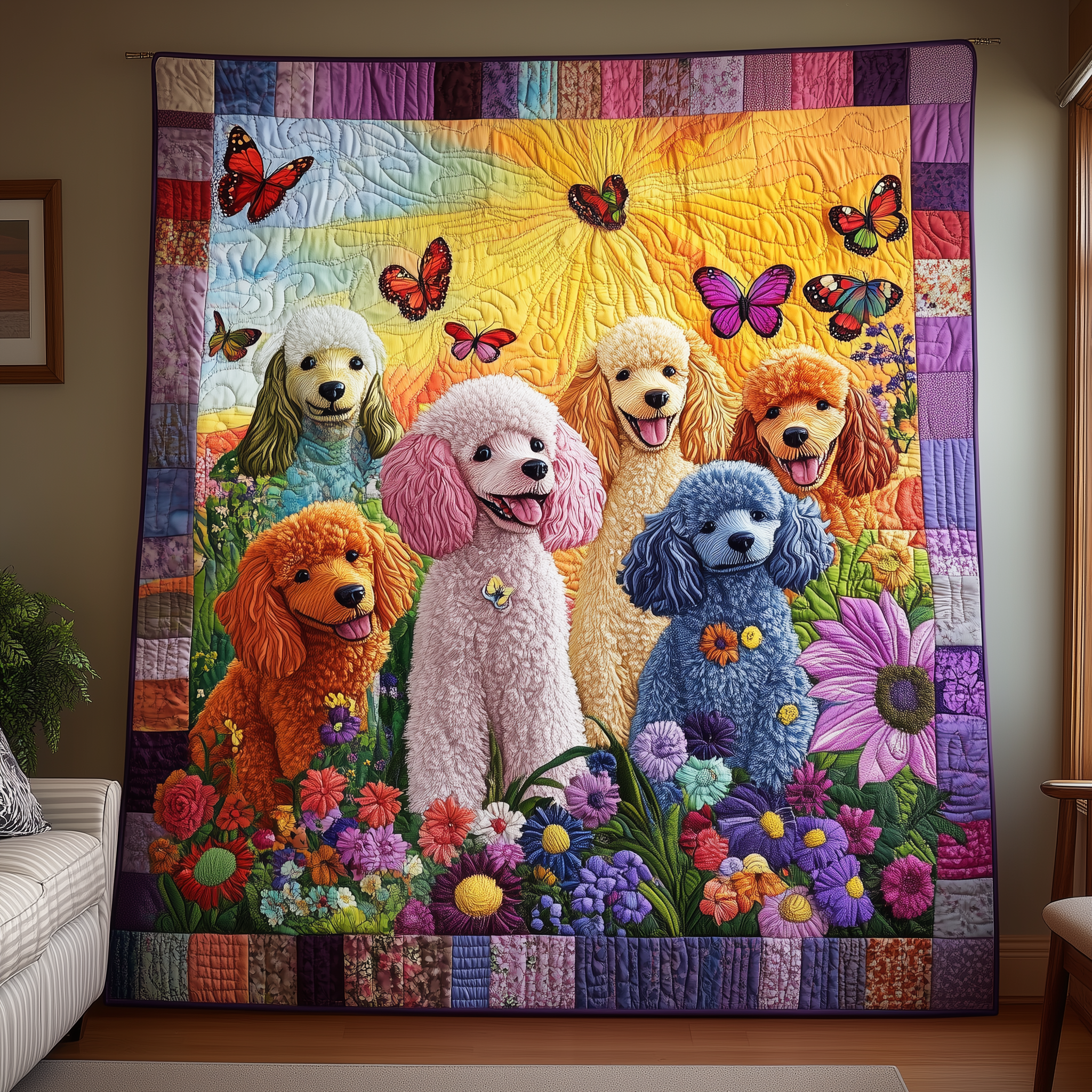 Whimsical Poodle Quilted Blanket Best Throw Blanket Cool Gifts For Dog Lovers Whimsical Poodle Quilted Blanket Best Throw Blanket Cool Gifts For Dog Lovers