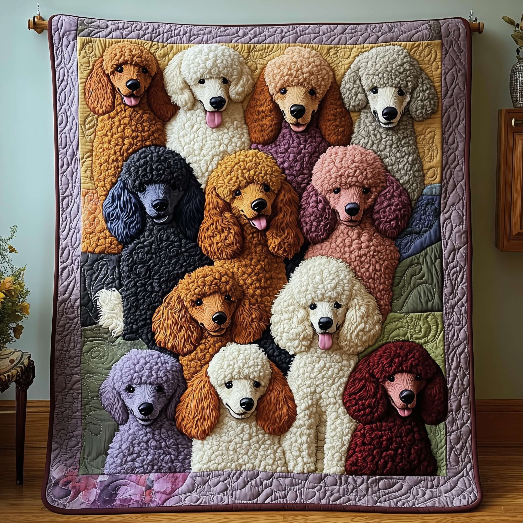 Whimsical Poodle Quilted Blanket Best Throw Blanket Great Gifts For Dog Lovers Whimsical Poodle Quilted Blanket Best Throw Blanket Great Gifts For Dog Lovers
