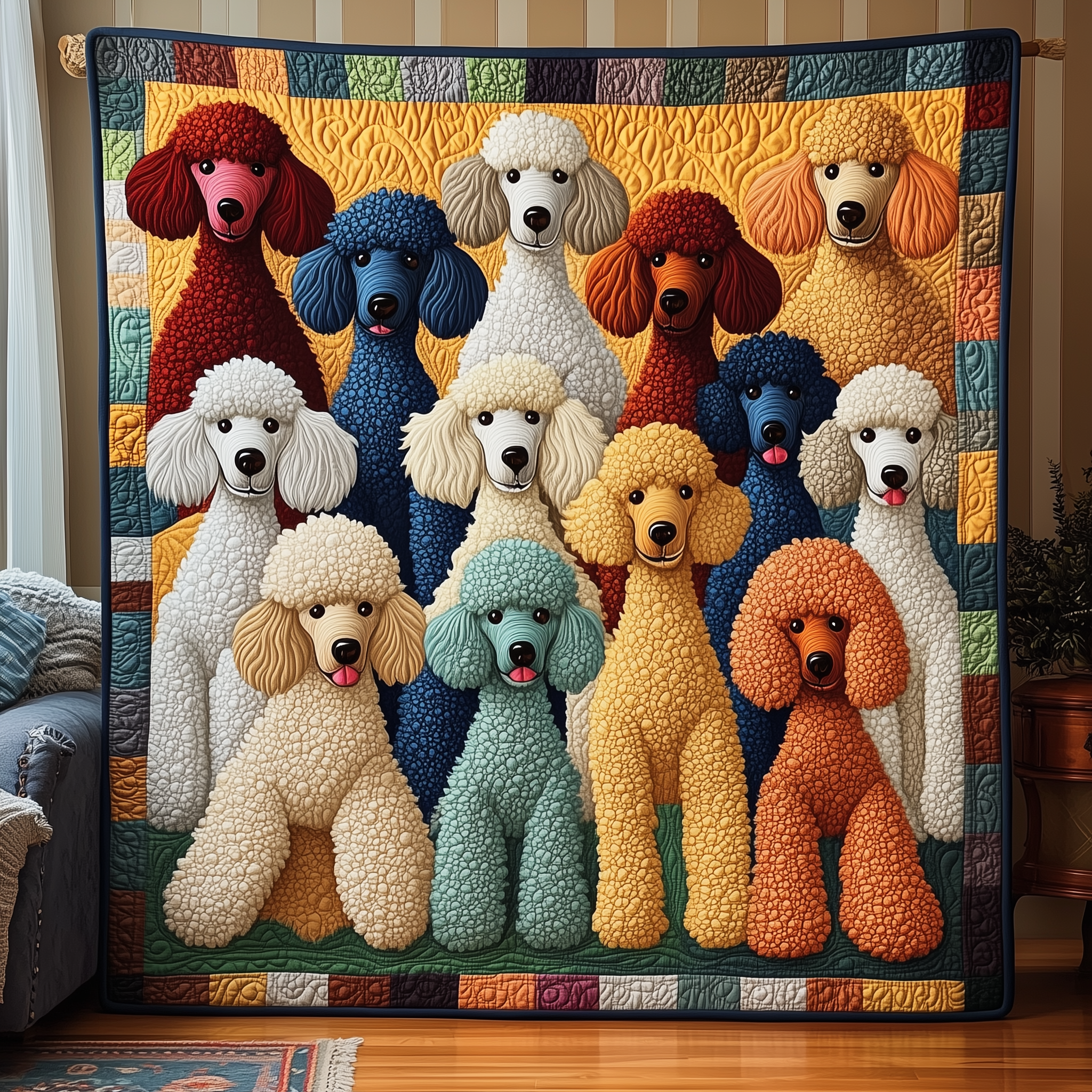 Whimsical Poodle Quilted Blanket Feel the Versatility of a Blanket That Adapts to You Whimsical Poodle Quilted Blanket Feel the Versatility of a Blanket That Adapts to You