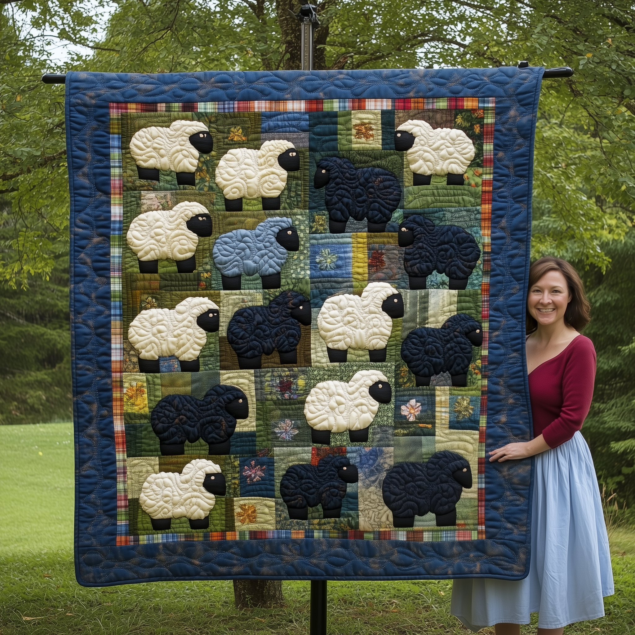 Whimsical Sheep Quilted Blanket Throw Blankets For Couch Gifts For A Sheep Farmer Whimsical Sheep Quilted Blanket Throw Blankets For Couch Gifts For A Sheep Farmer