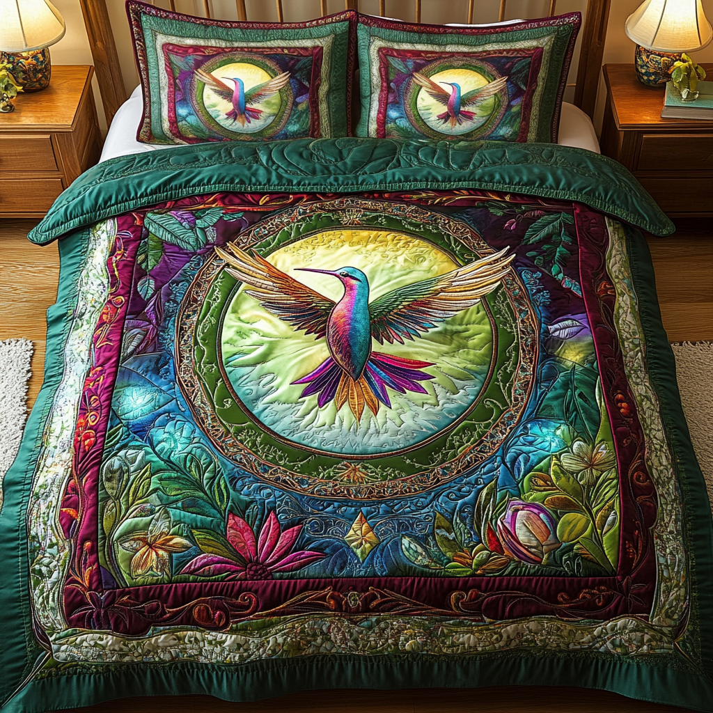 Whimsical Wings Quilted Bedding Set Hummingbird Gifts For Her Whimsical Wings Quilted Bedding Set Hummingbird Gifts For Her