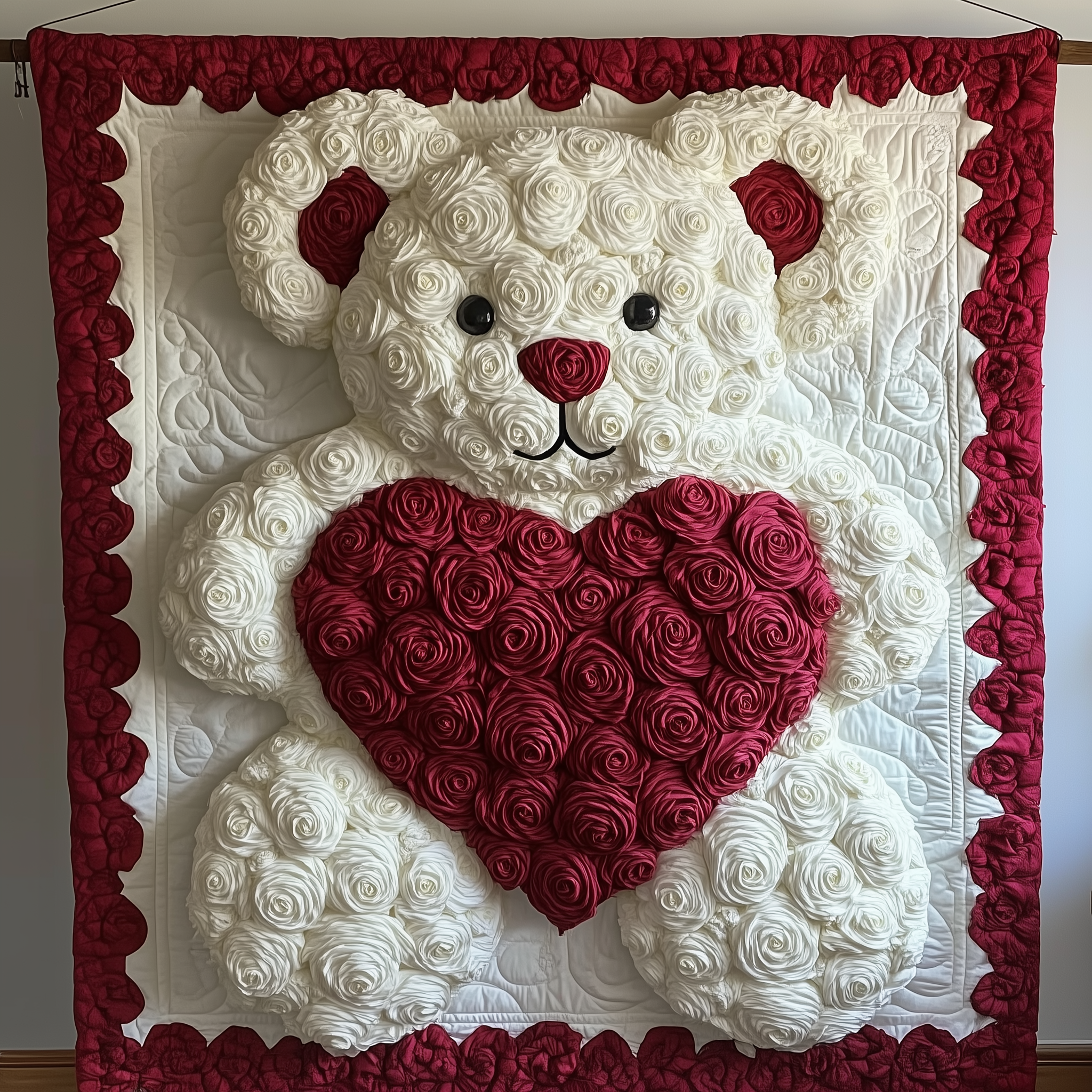 White Roses Love Bear Quilted Blanket Unique Blankets And Throws Cute Valentines Day Gifts For Wife White Roses Love Bear Quilted Blanket Unique Blankets And Throws Cute Valentines Day Gifts For Wife