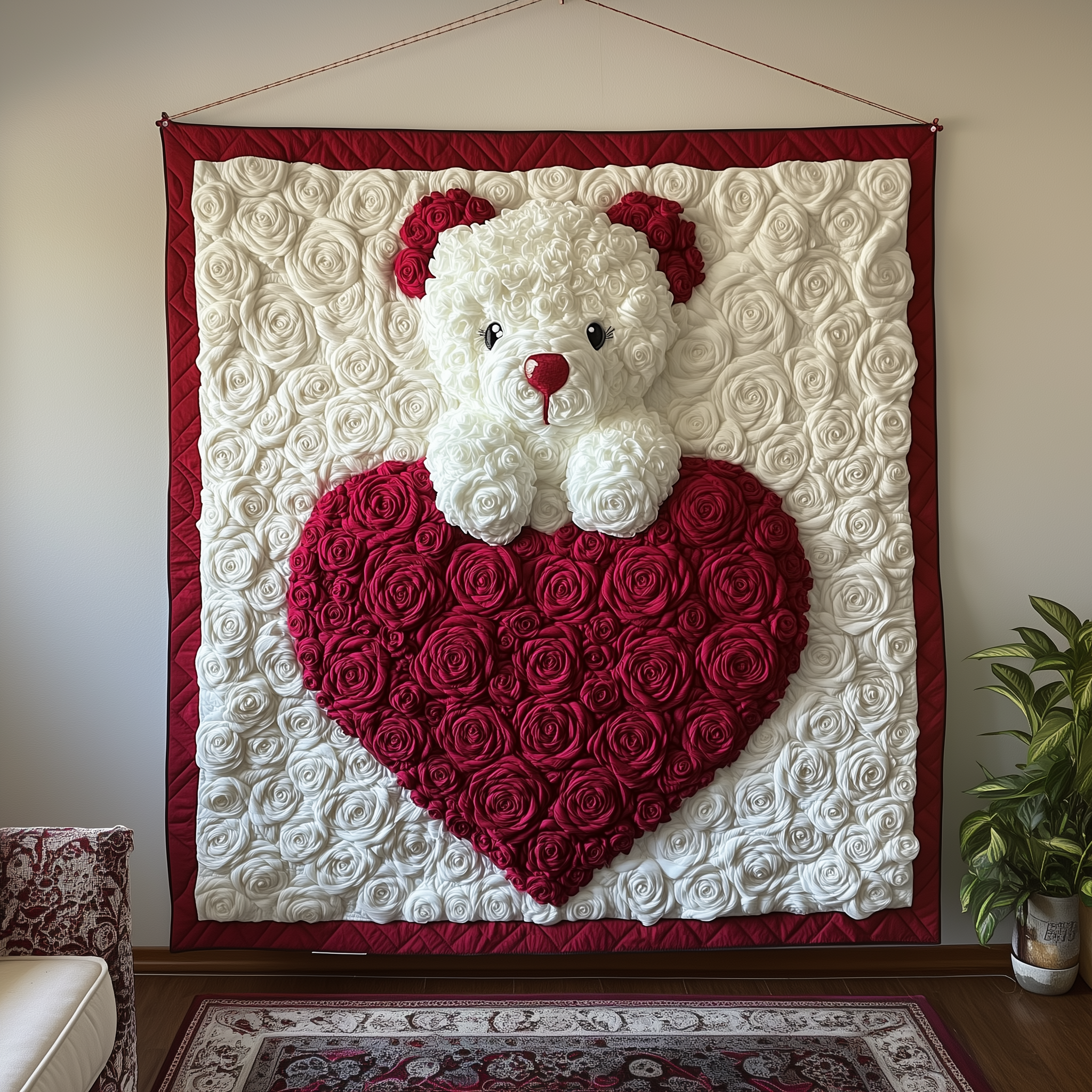 White Roses Love Bear Quilted Blanket Unique Blankets And Throws Last Minute Valentine'S Day Gifts White Roses Love Bear Quilted Blanket Unique Blankets And Throws Last Minute Valentine'S Day Gifts