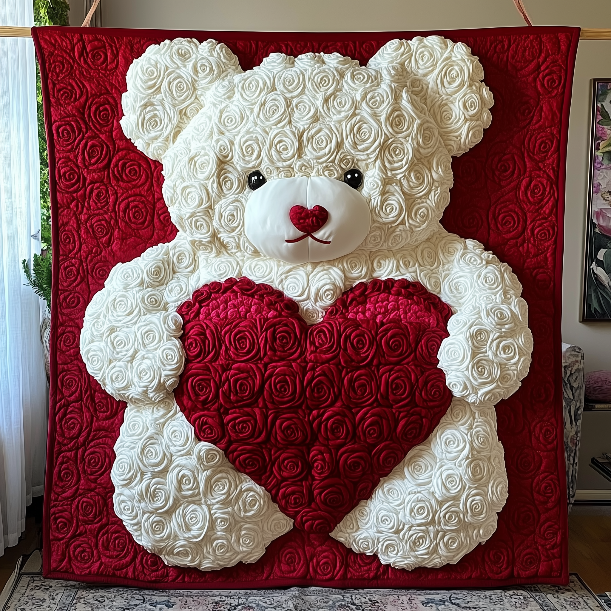 White Roses Love Bear Quilted Blanket Unique Blankets And Throws Unique Valentine'S Day Ideas White Roses Love Bear Quilted Blanket Unique Blankets And Throws Unique Valentine'S Day Ideas