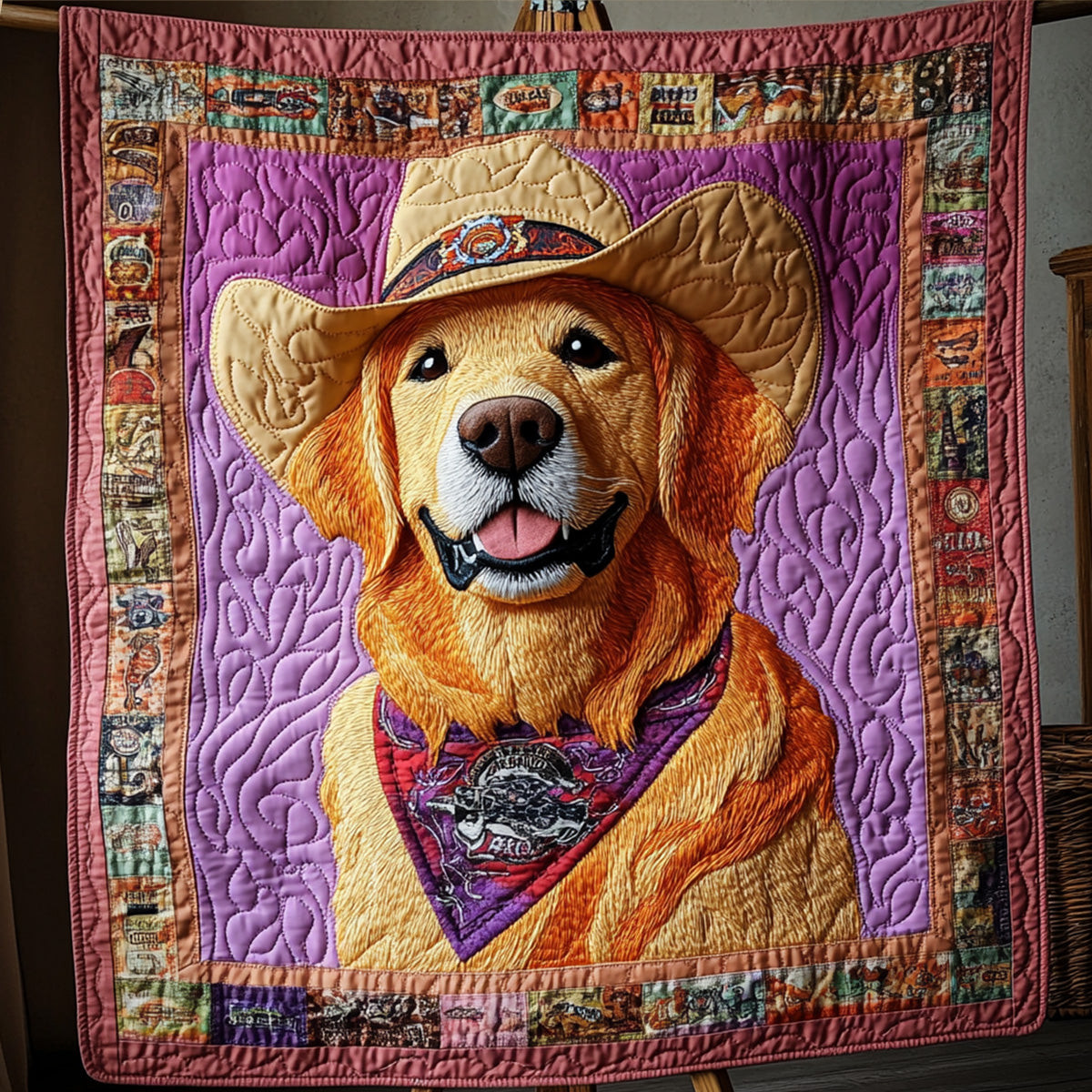 Wild West Retriever Quilted Blanket Cowboy Boyfriend Gifts Wild West Retriever Quilted Blanket Cowboy Boyfriend Gifts