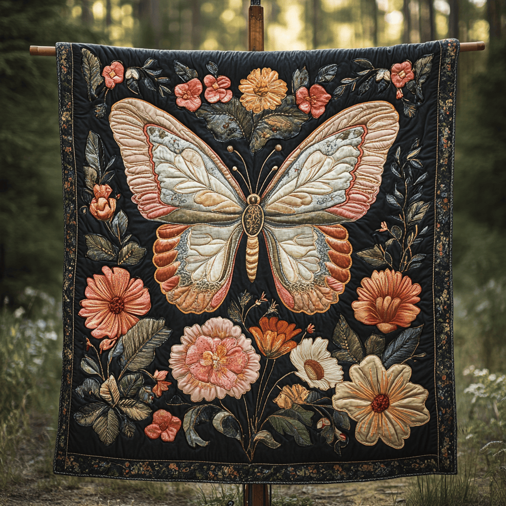 Winged Delight Quilted Blanket Gift For Butterfly Lover Winged Delight Quilted Blanket Gift For Butterfly Lover
