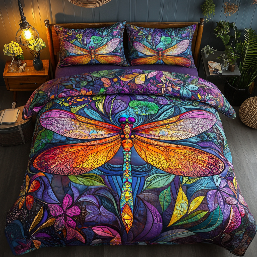 Winged Whimsy Quilted Bedding Set Gift For Dragon Lover Winged Whimsy Quilted Bedding Set Gift For Dragon Lover