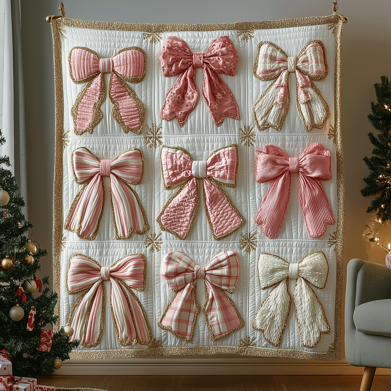 Winter Bow Whimsy Quilted Blanket Son To Mother Christmas Gifts Winter Bow Whimsy Quilted Blanket Son To Mother Christmas Gifts