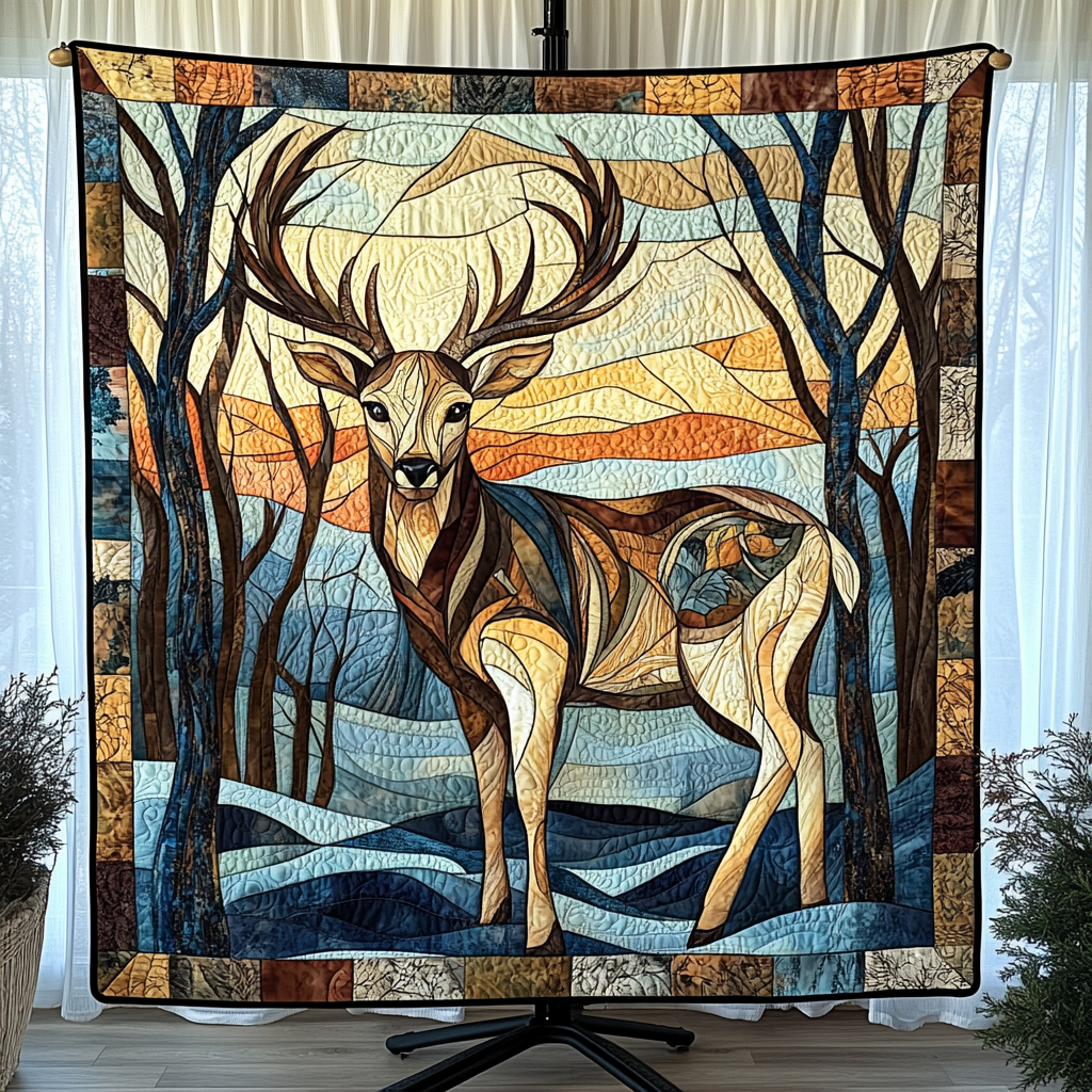 Winter Buck Quilted Blanket Gifts For Deer Lovers Winter Buck Quilted Blanket Gifts For Deer Lovers