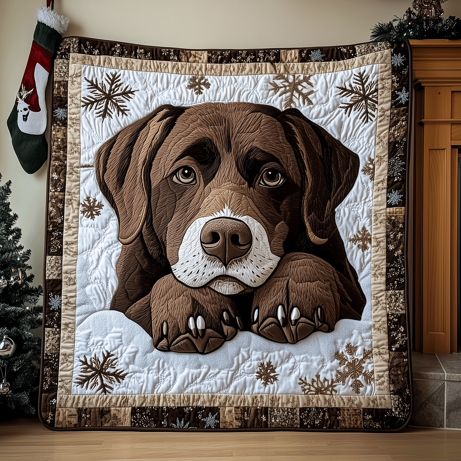 Winter Chocolate Lab Quilted Blanket Labrador Retriever Gifts Winter Chocolate Lab Quilted Blanket Labrador Retriever Gifts